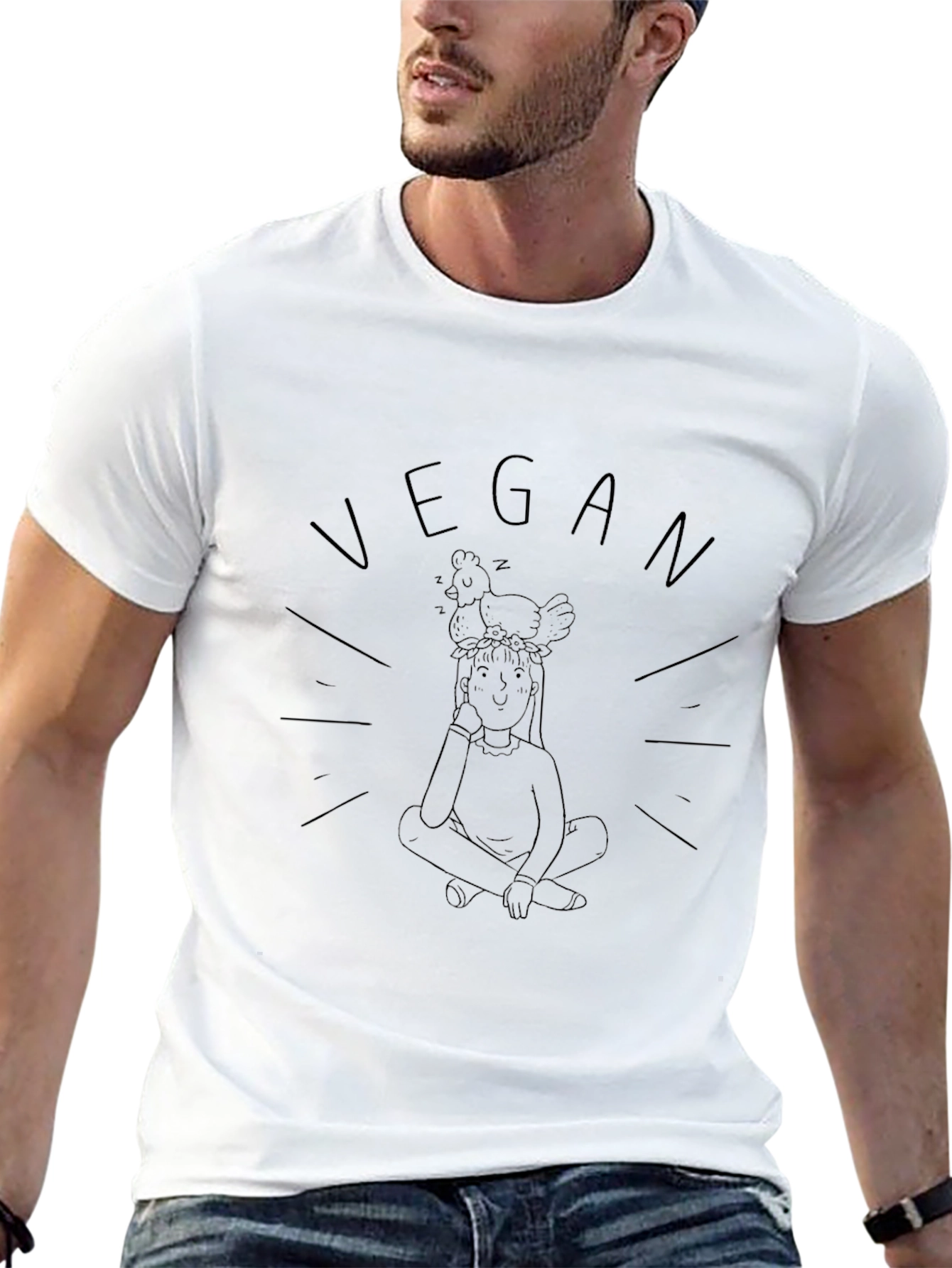Vegan Chicken Head Black T-Shirt