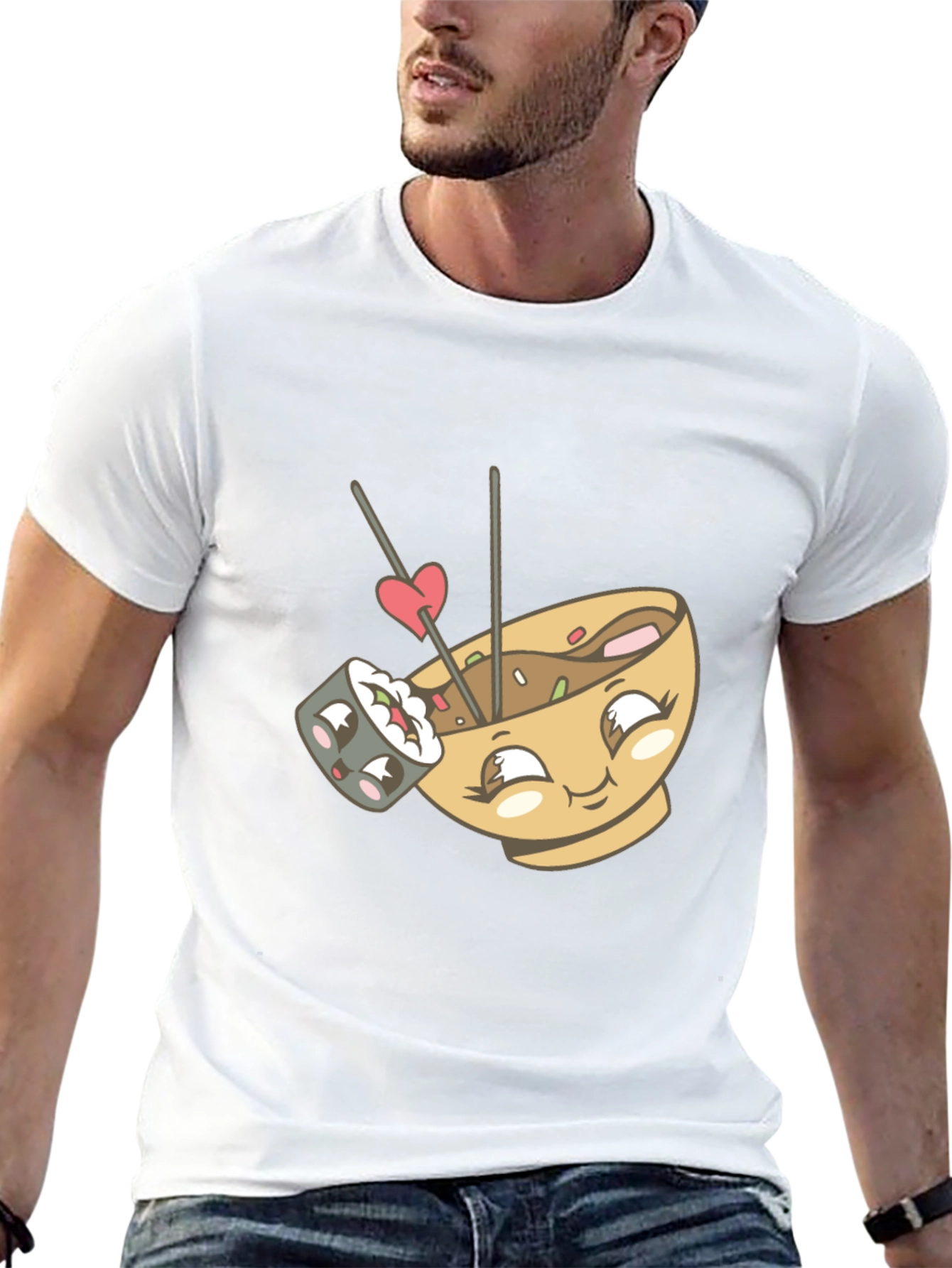 Cute Sushi & Ramen Lover Graphic Tee - Black
