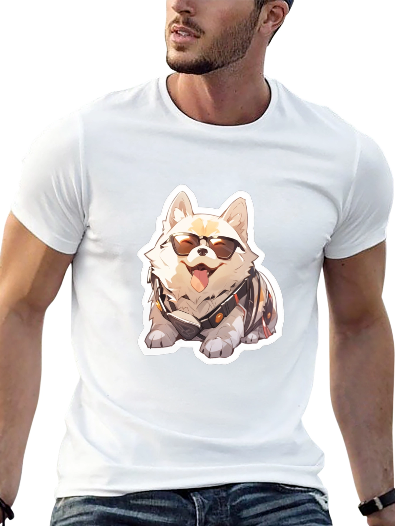 Cool Dog Graphic Tee - Black Cotton Comfort