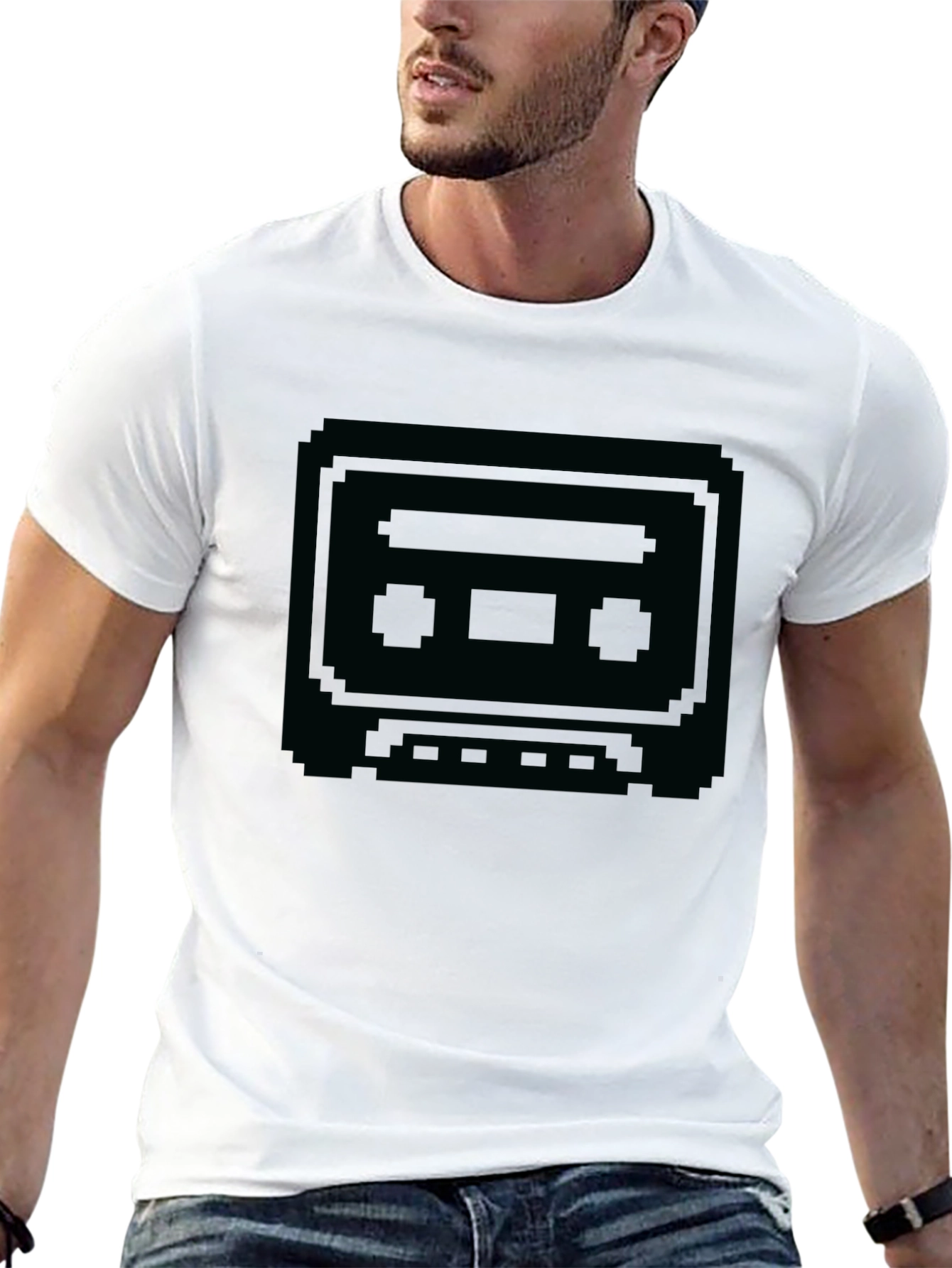 Retro Cassette Tape Graphic T-Shirt - Black