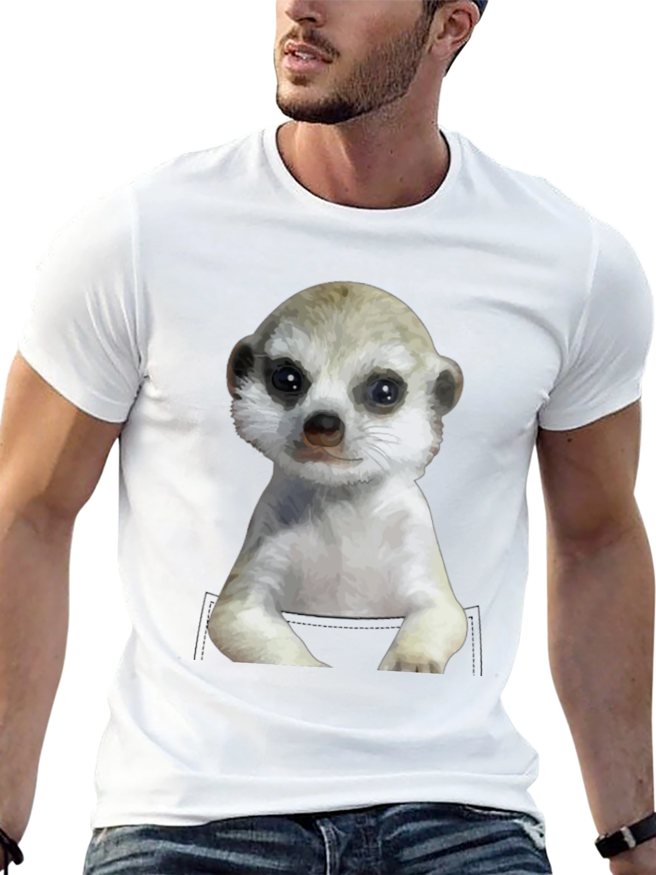 Meerkat in Pocket Graphic Tee - Cute Animal T-Shirt