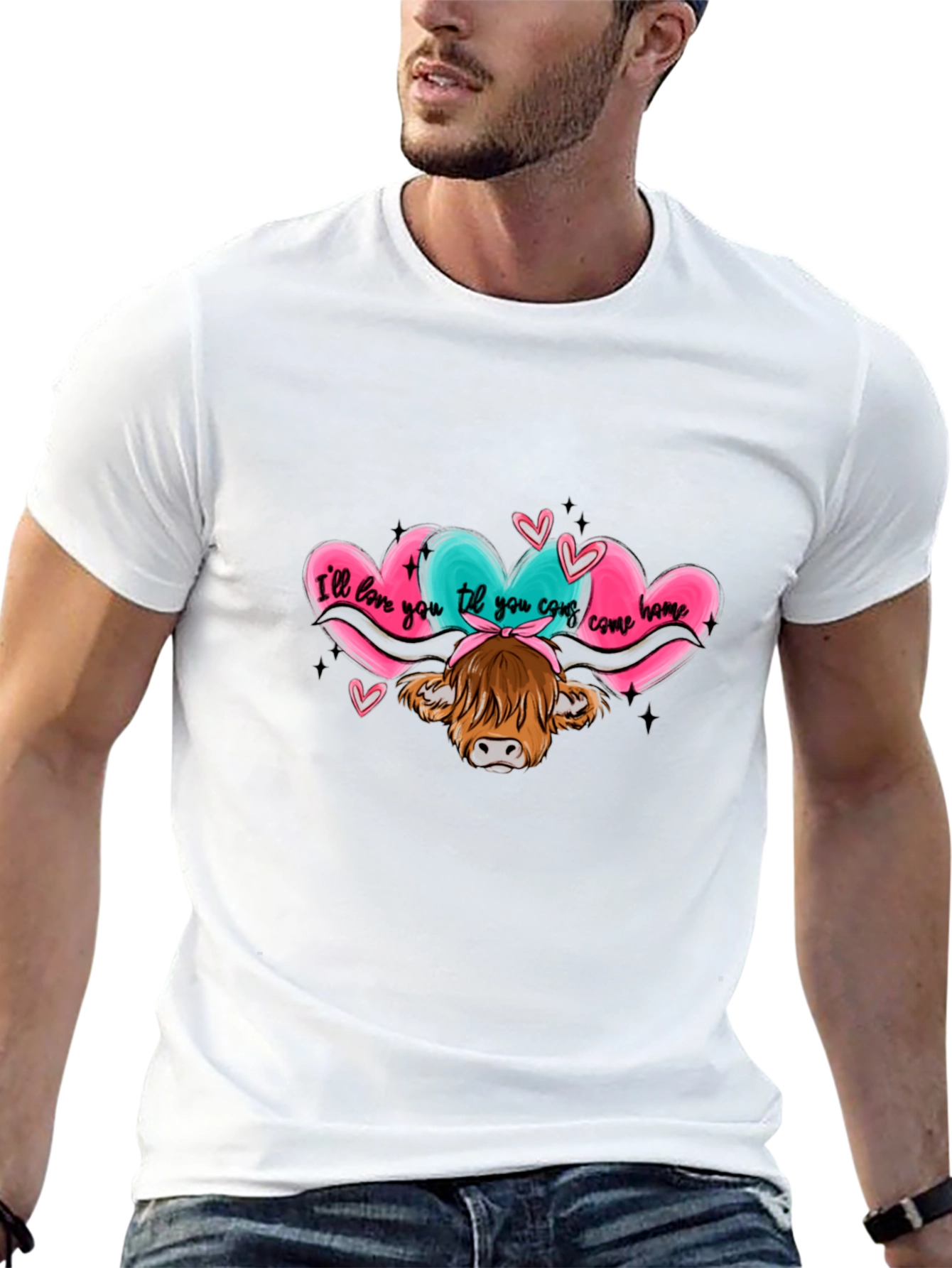 Love You Til You Come Home Cow Graphic Tee