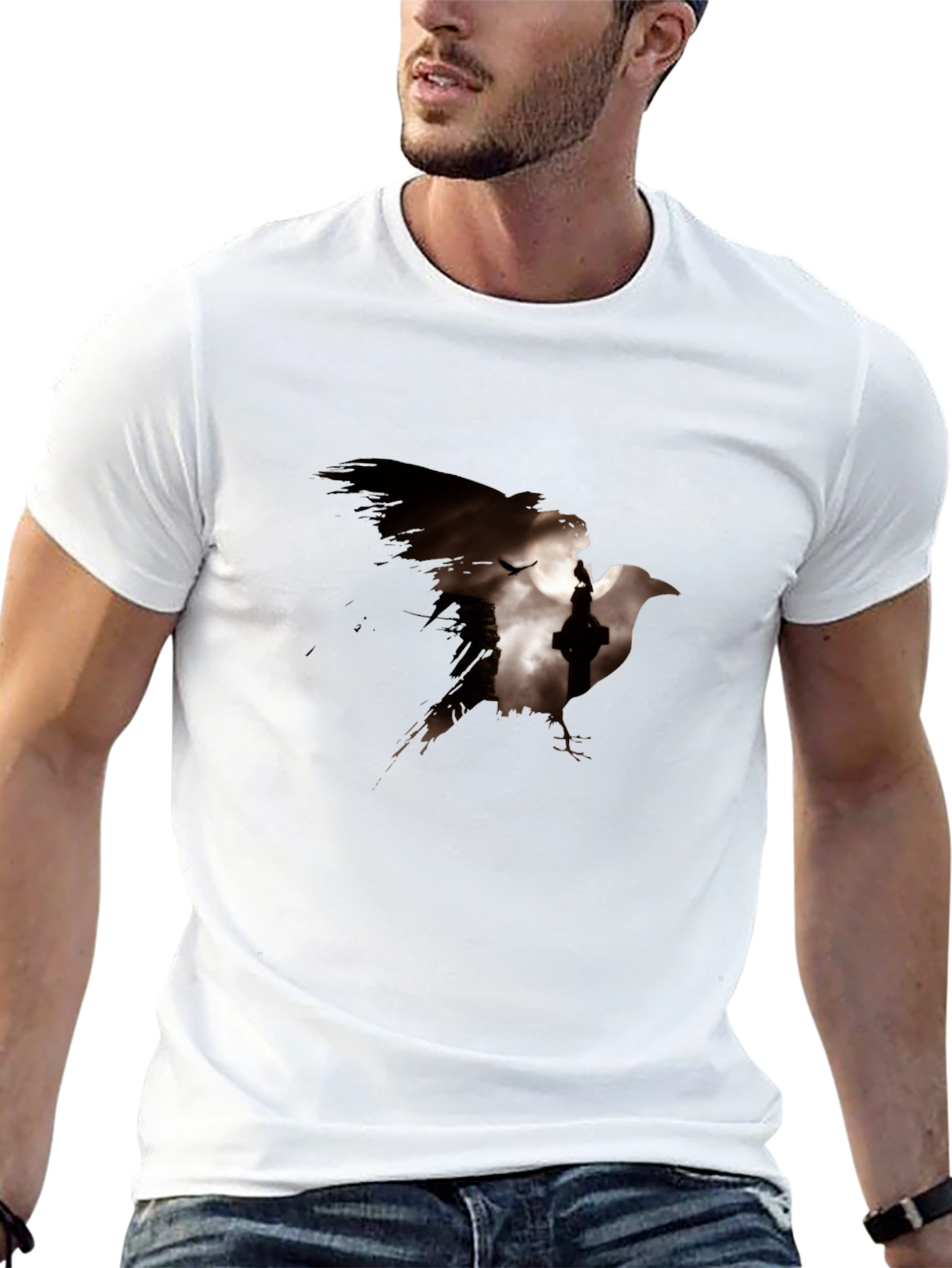 Raven Silhouette Graphic Black T-Shirt