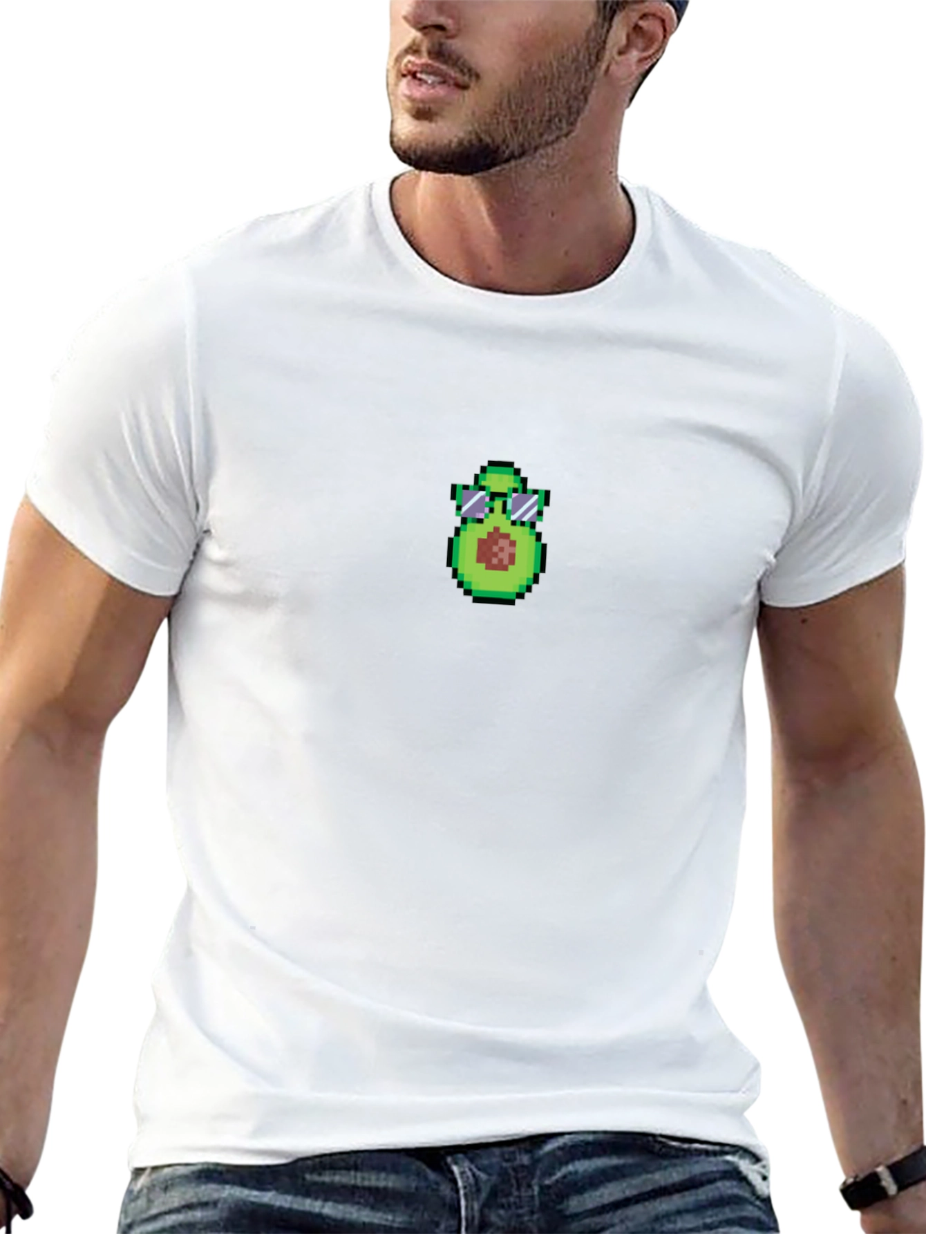 Pixel Avocado Sunglasses Black T-Shirt