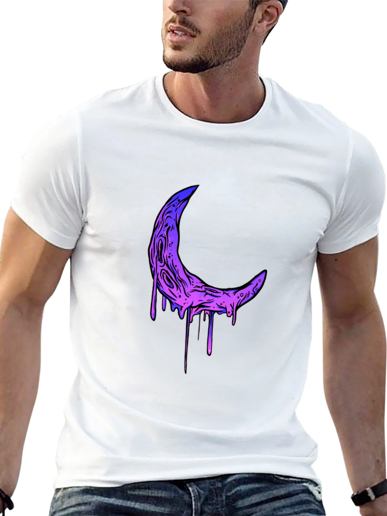 Melting Moon Graphic Tee - Stylish Black T-Shirt