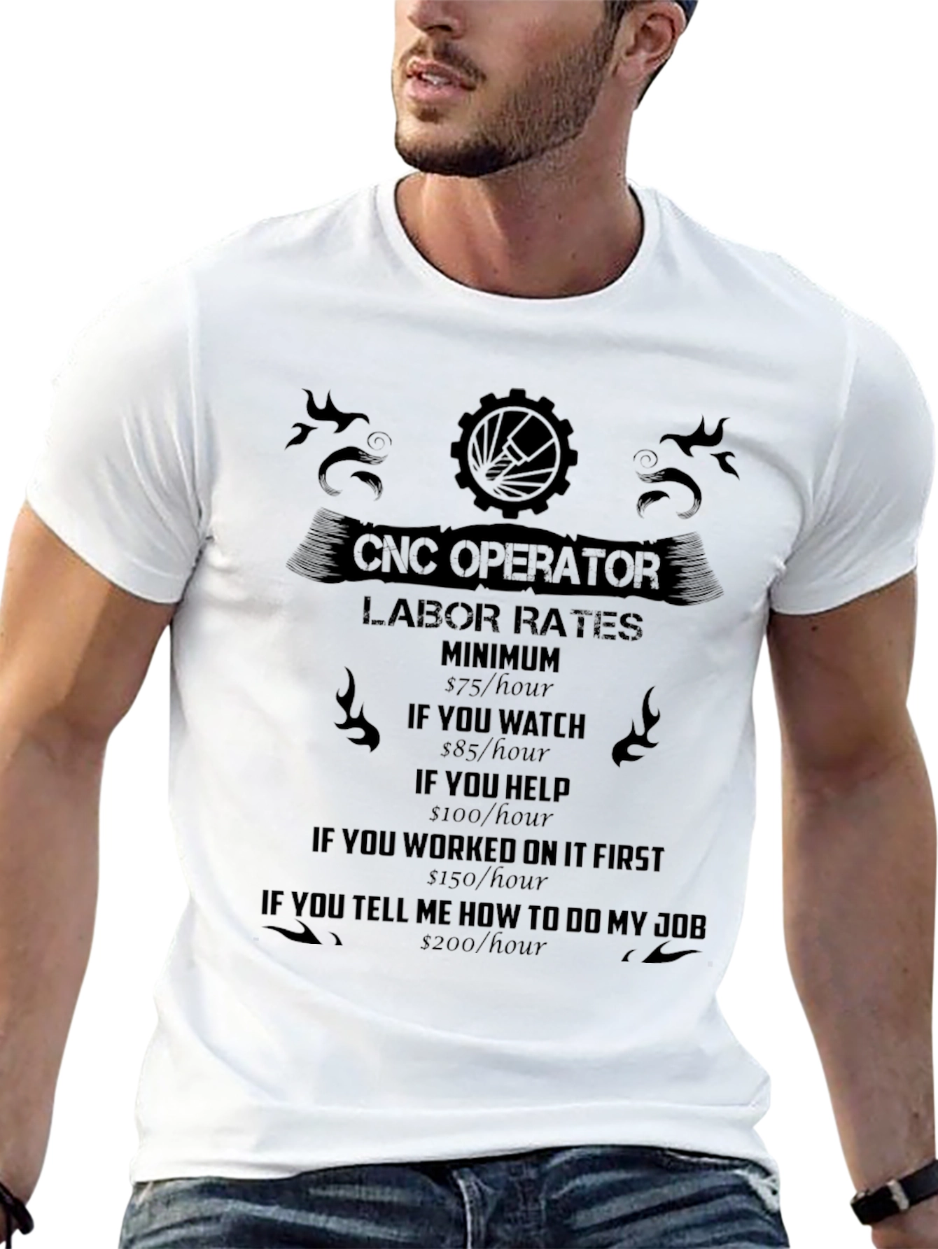 CNC Operator Labor Rates Black T-Shirt