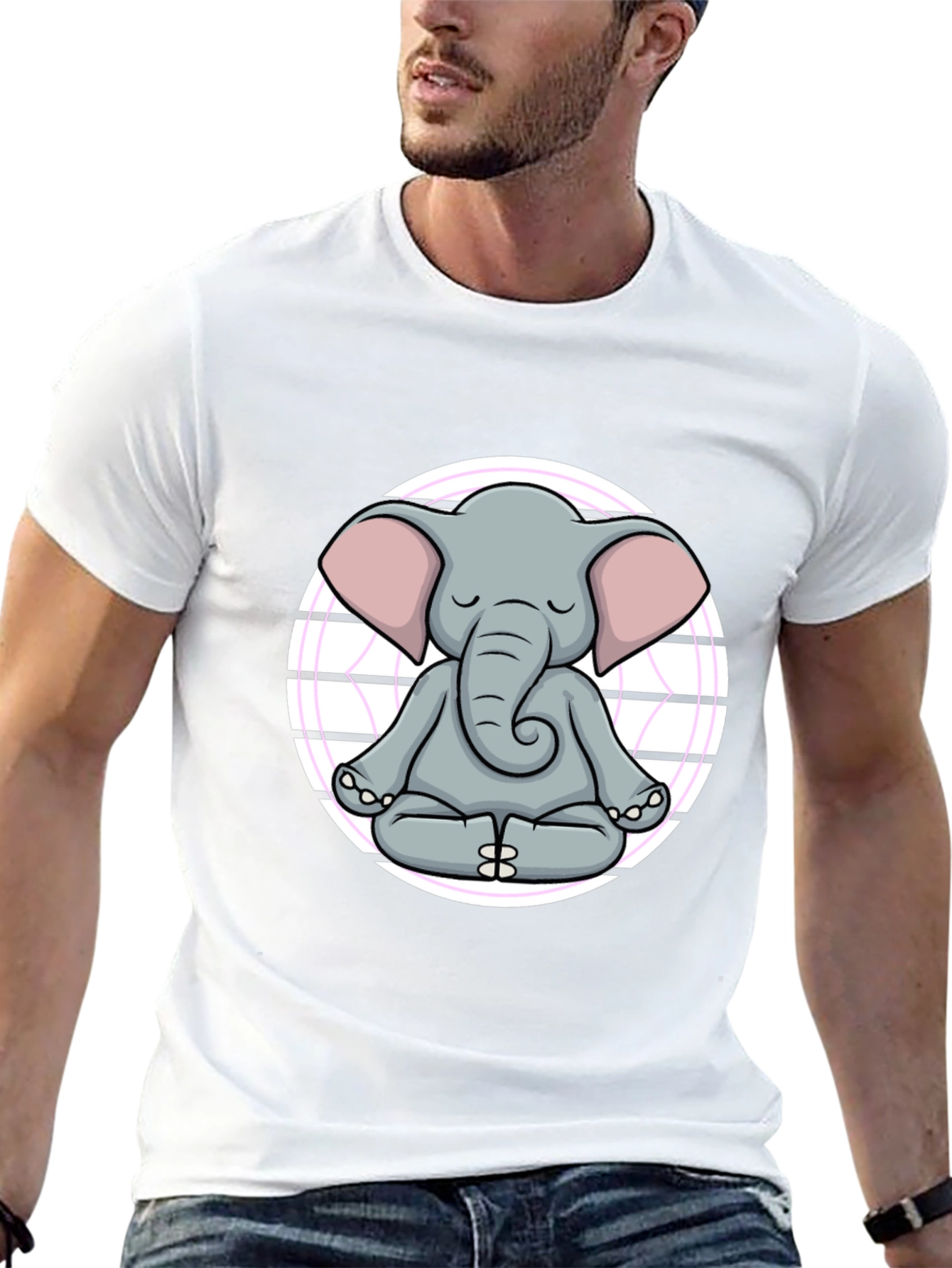 Zen Elephant T-Shirt - Meditating Cartoon Graphic Tee