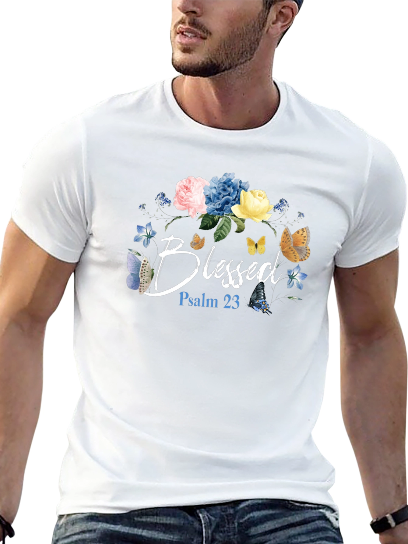 Blessed Floral T-Shirt - Psalm 23