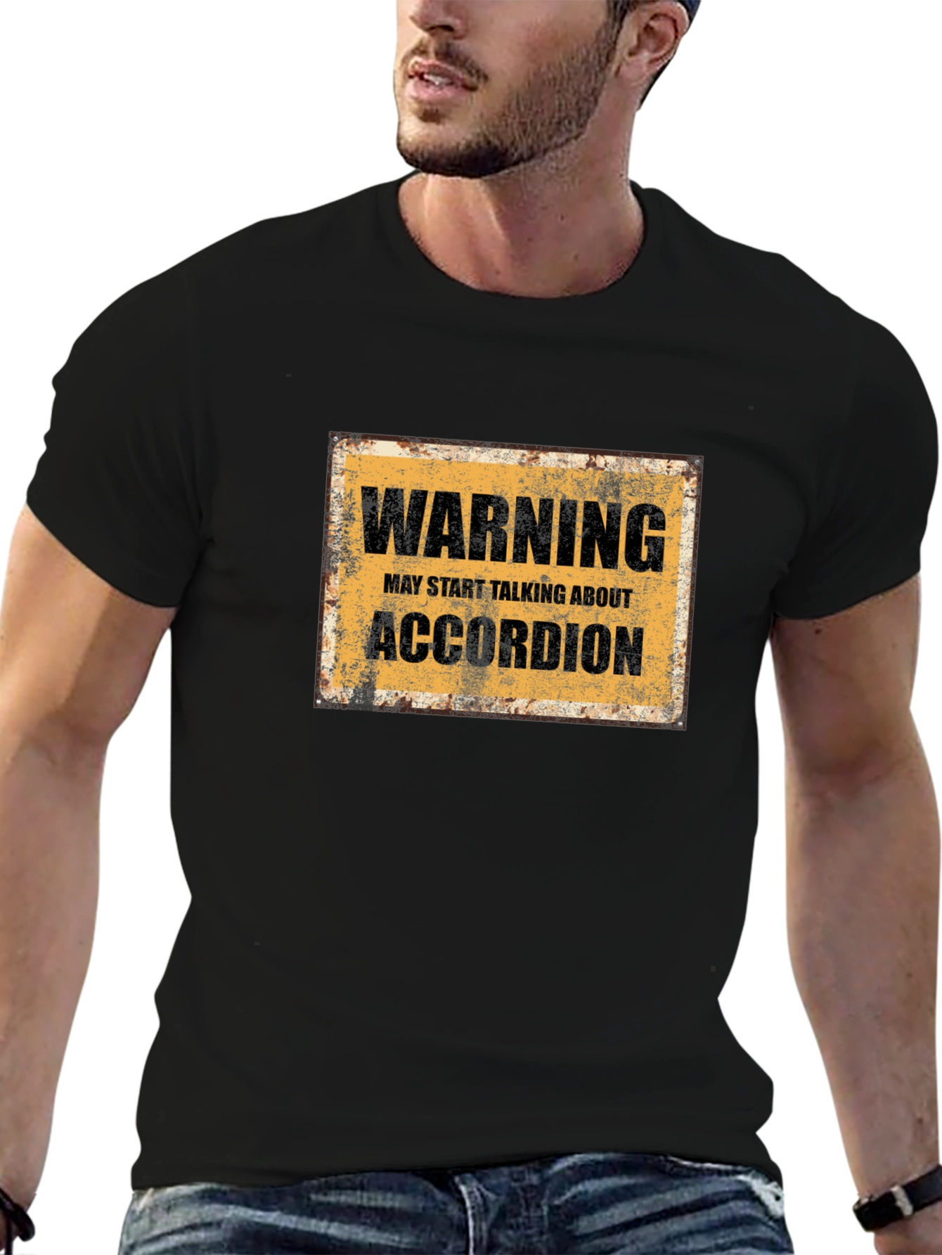 Warning Accordion Black T-Shirt