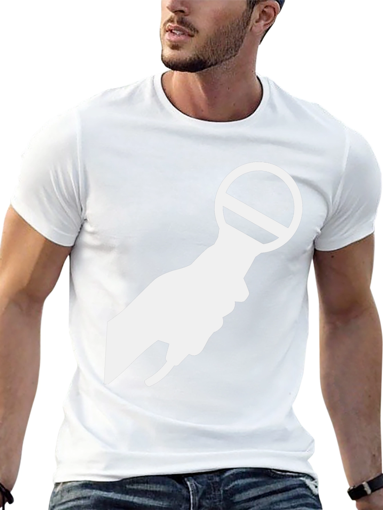 Black T-Shirt with White Microphone Graphic