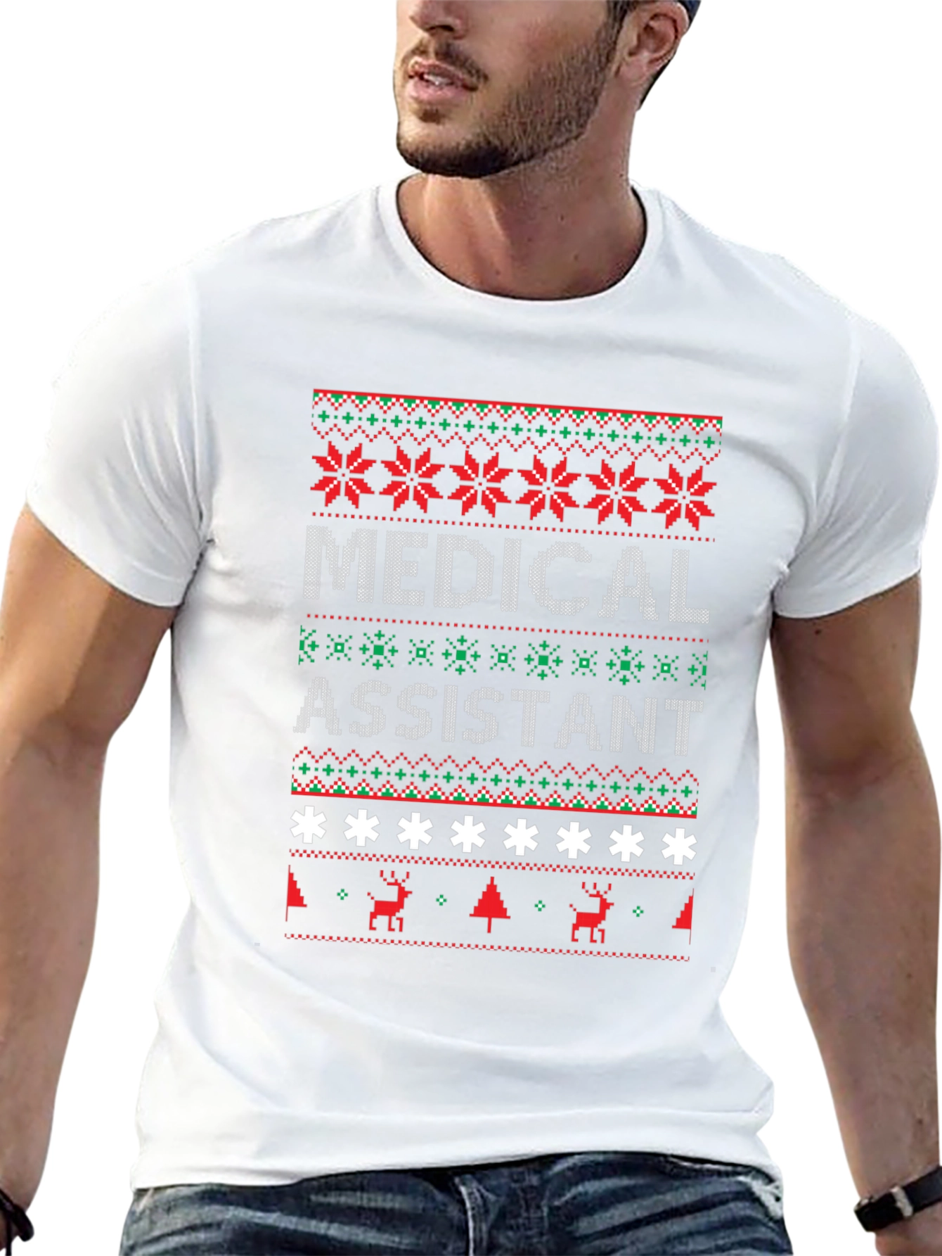 Medical Assistant Ugly Christmas Sweater Style T-Shirt