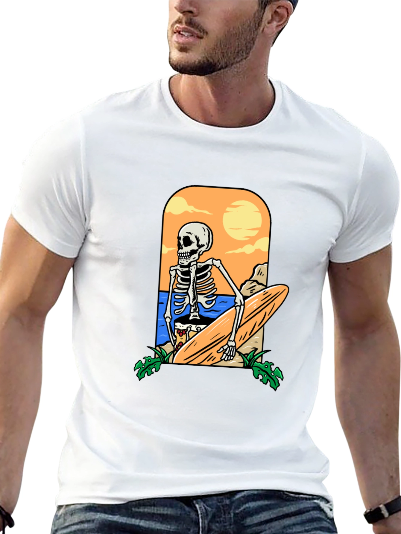 Skeleton Surfer Graphic T-Shirt