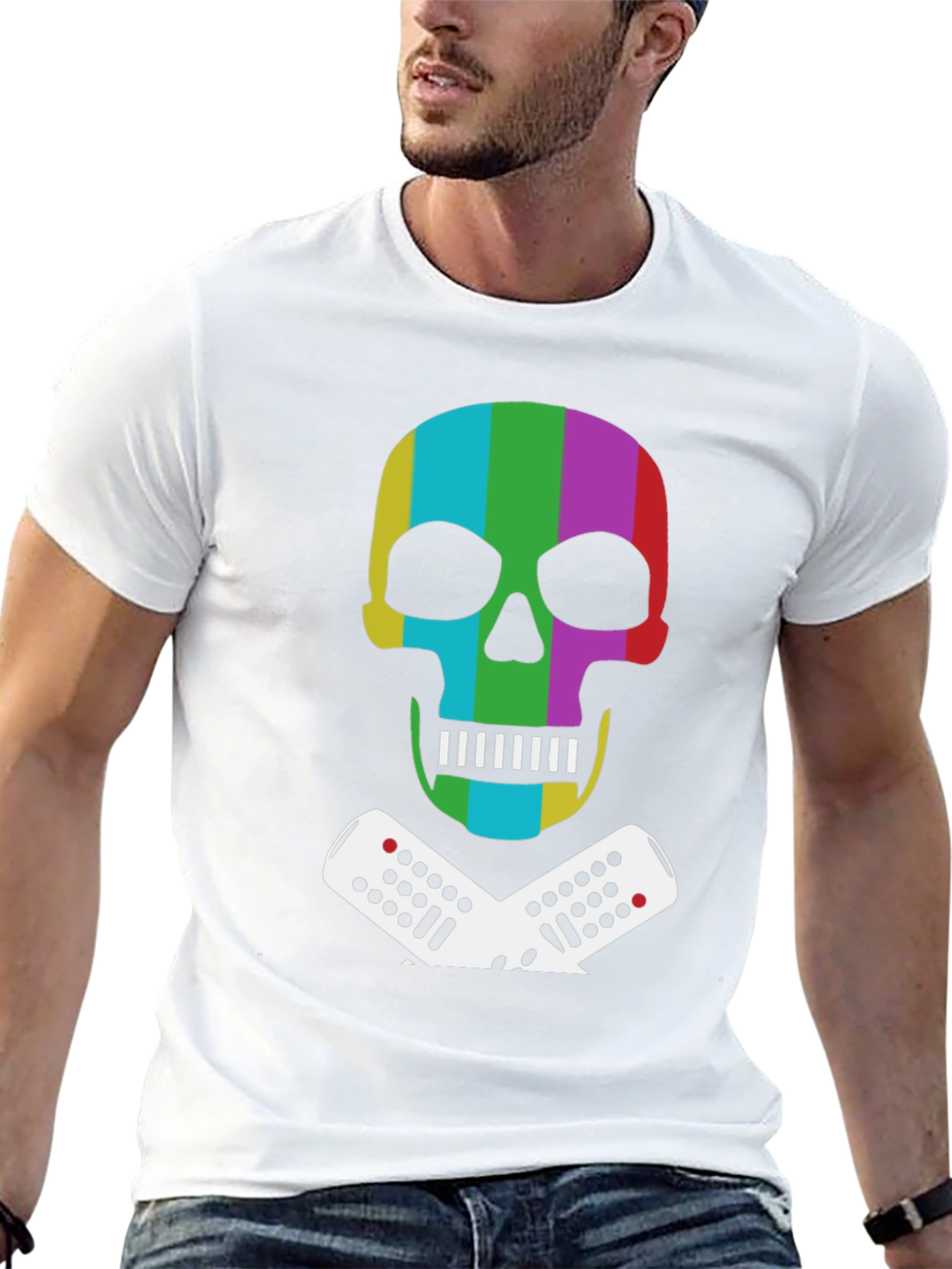 Retro Skull & Remote Black T-Shirt
