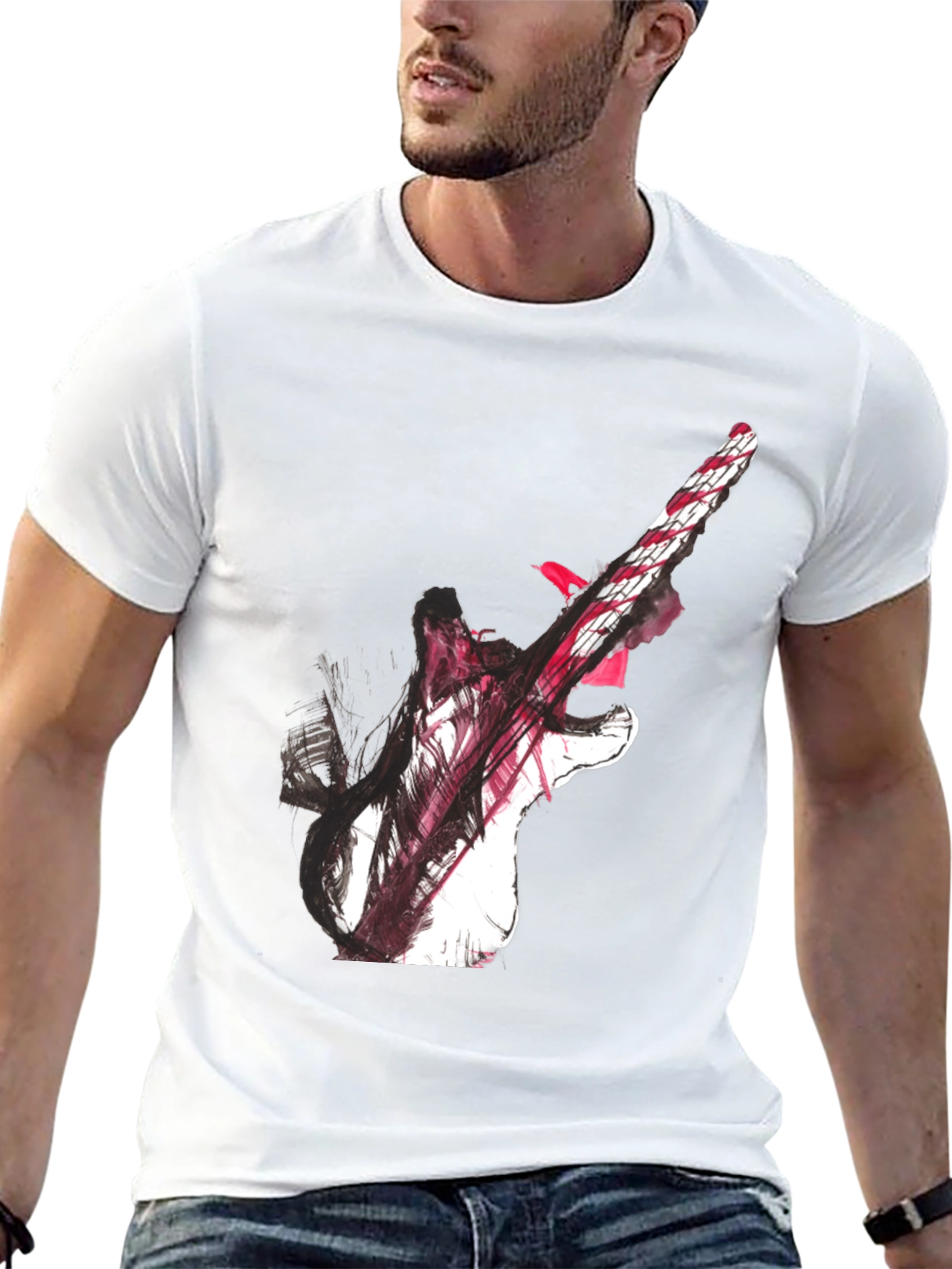 Abstract Guitar Graphic Black T-Shirt