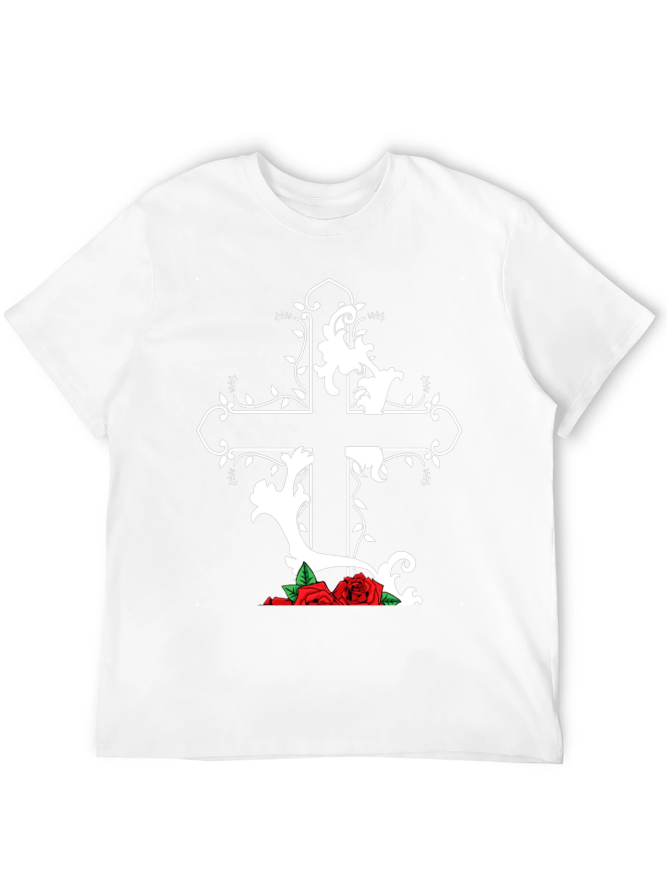 Gothic Cross & Roses Black T-Shirt