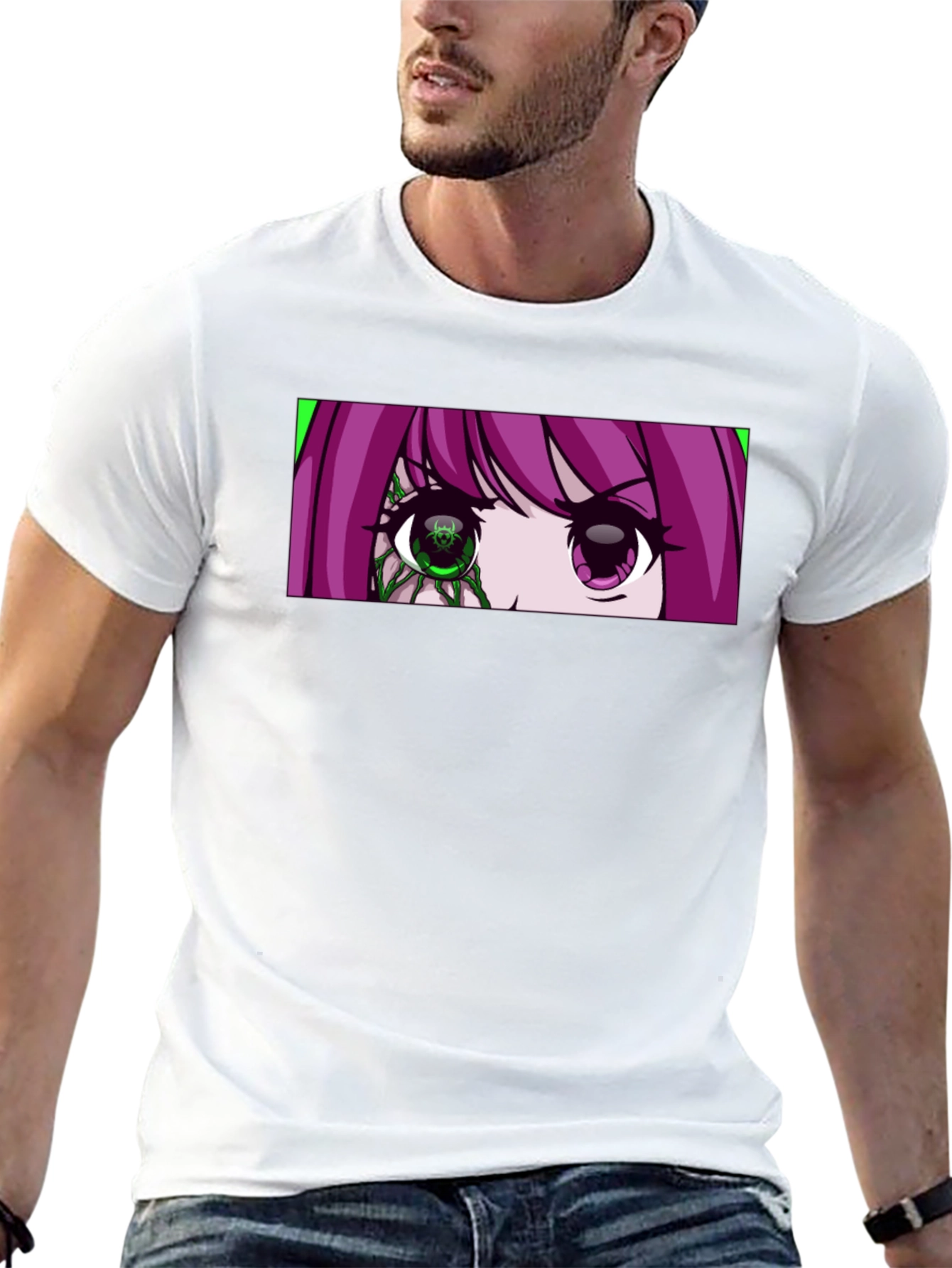 Anime Eyes Graphic Black T-Shirt