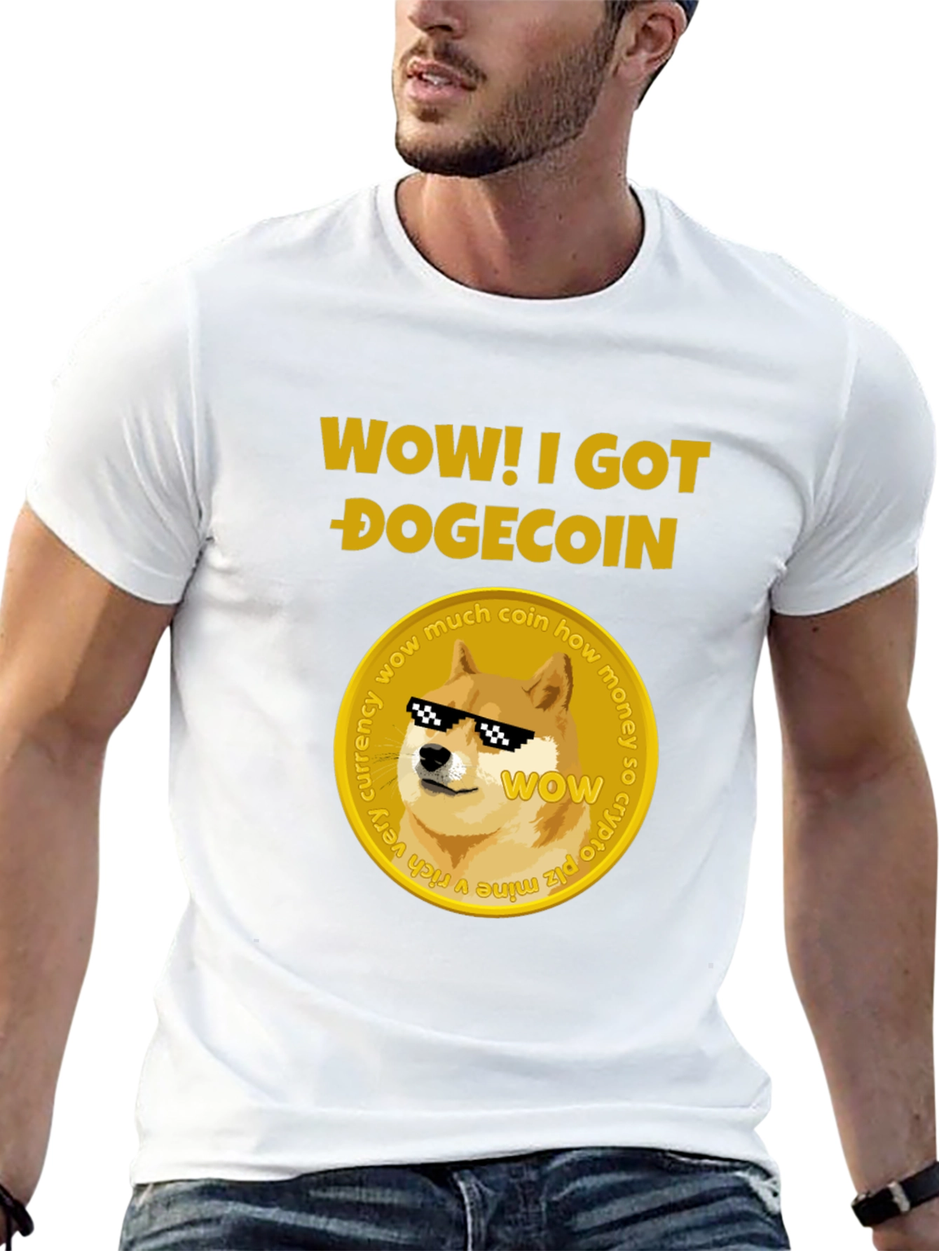 Wow! I Got Dogecoin Black T-Shirt