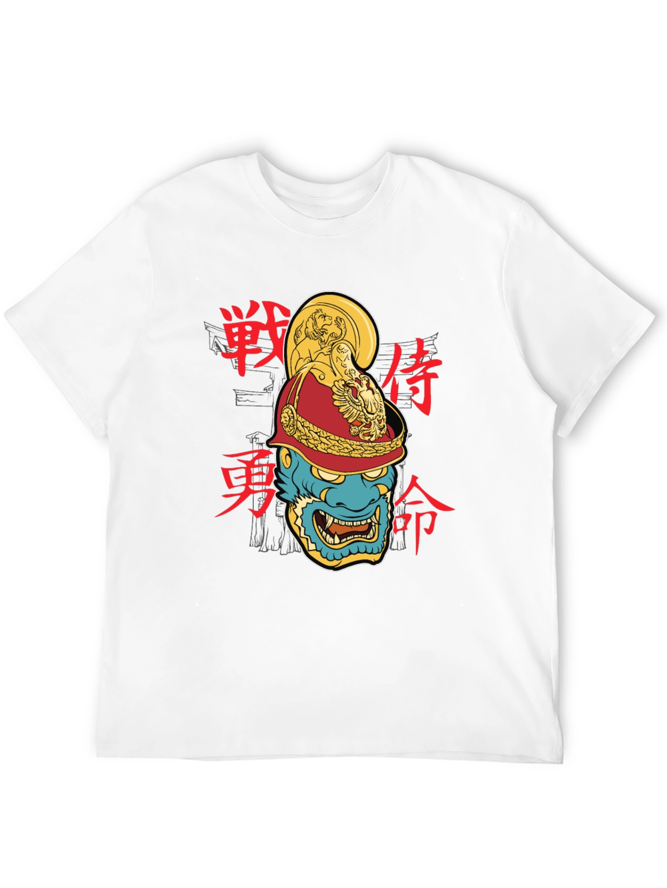 Samurai Warrior Mask Graphic Tee - Black
