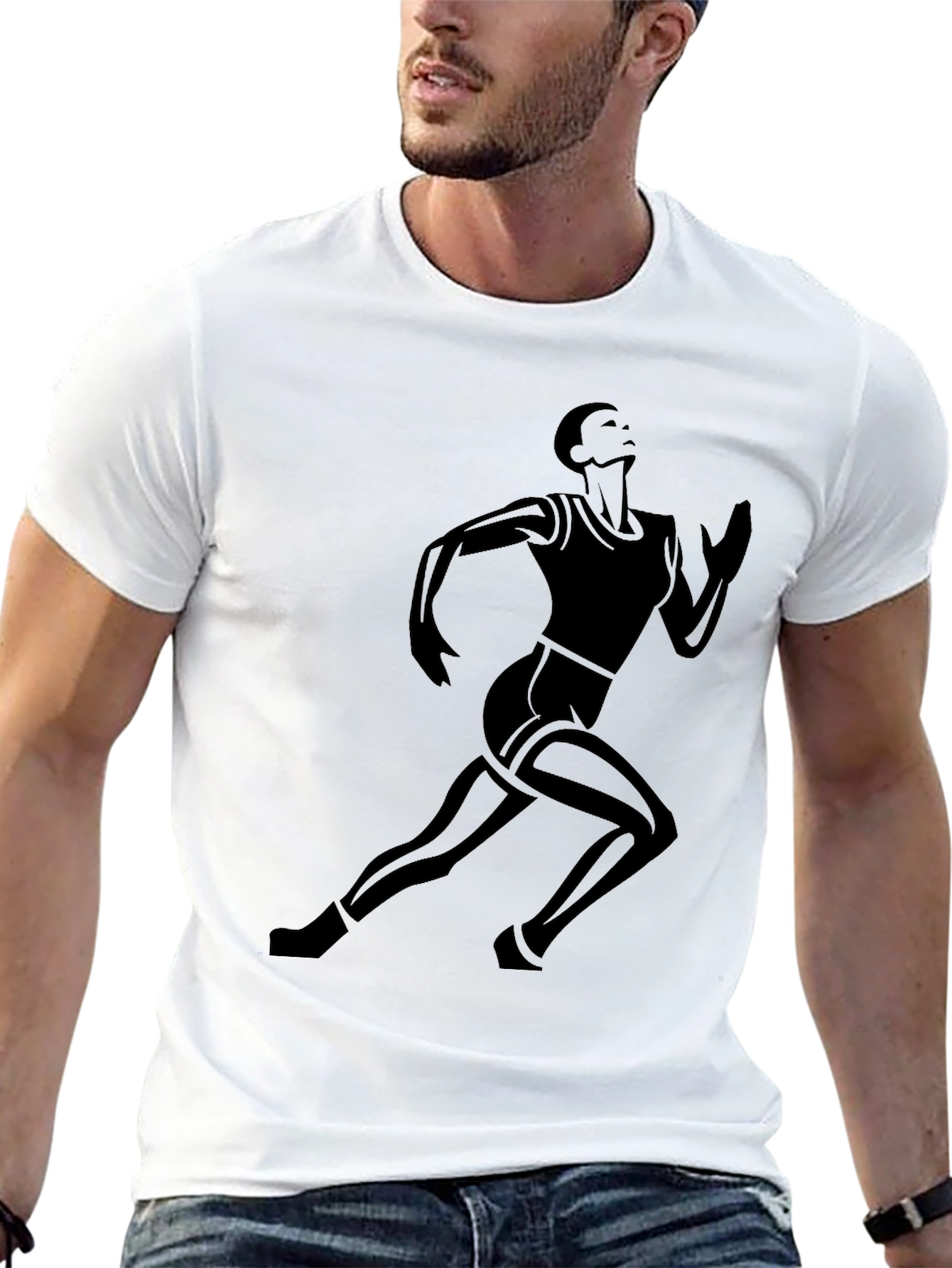 Mens Black Running Silhouette T-Shirt