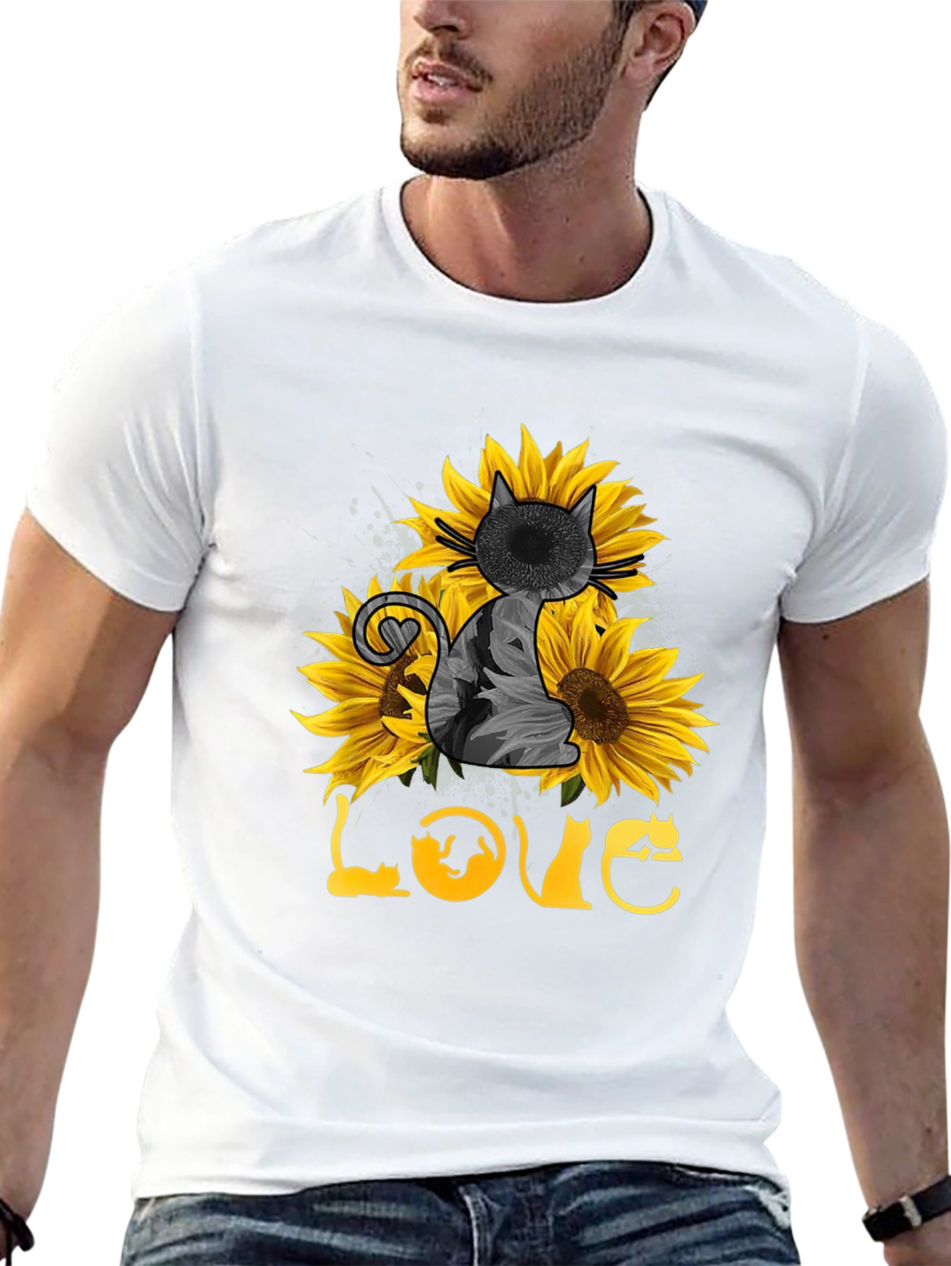 Cat & Sunflower Love T-Shirt