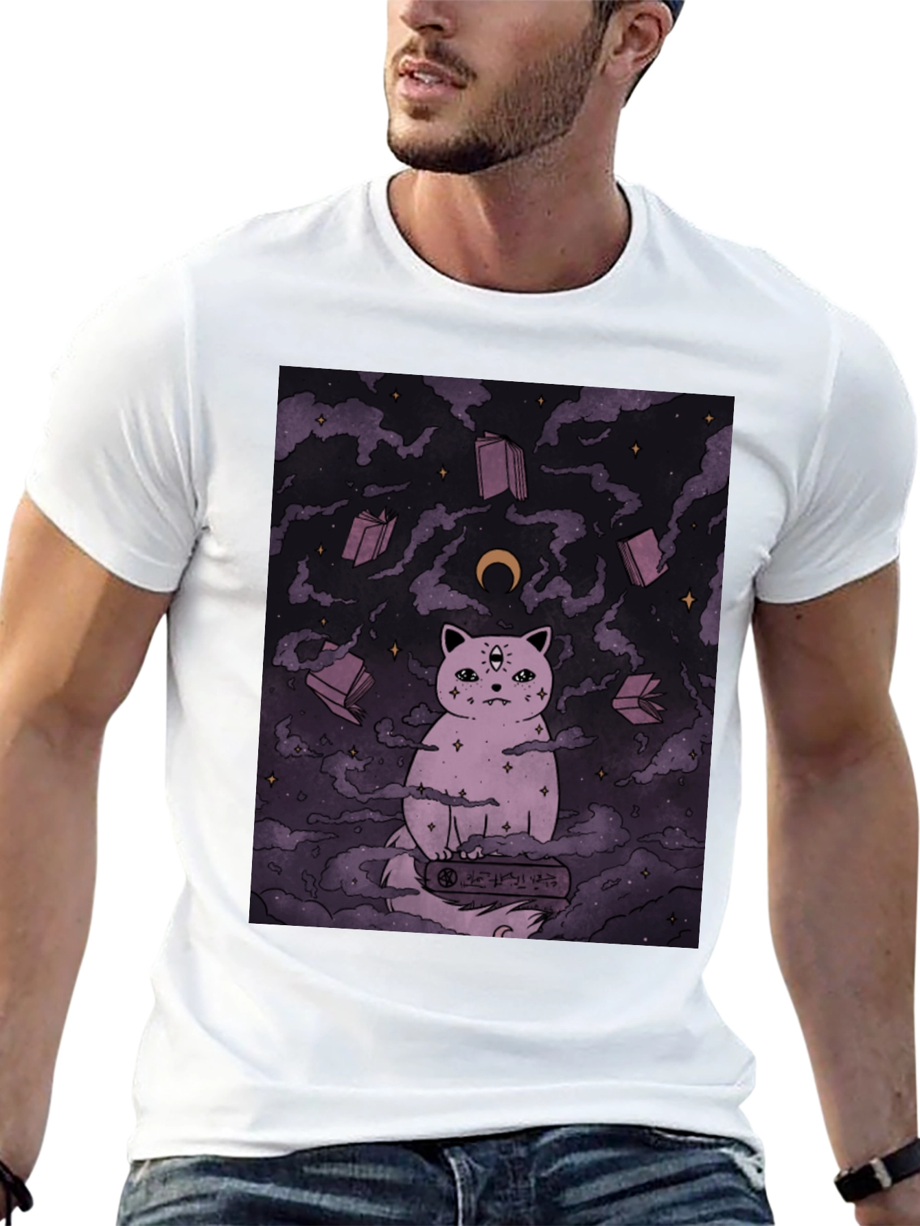 Mystic Cat Graphic Tee - Unisex Black T-Shirt