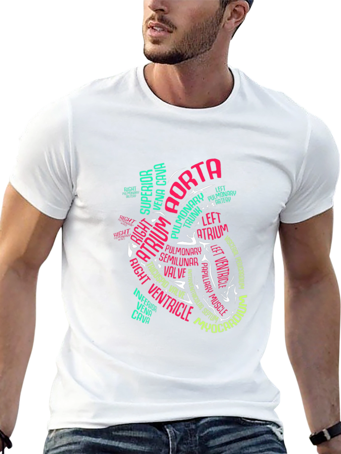 Anatomical Heart Word Art Graphic T-Shirt