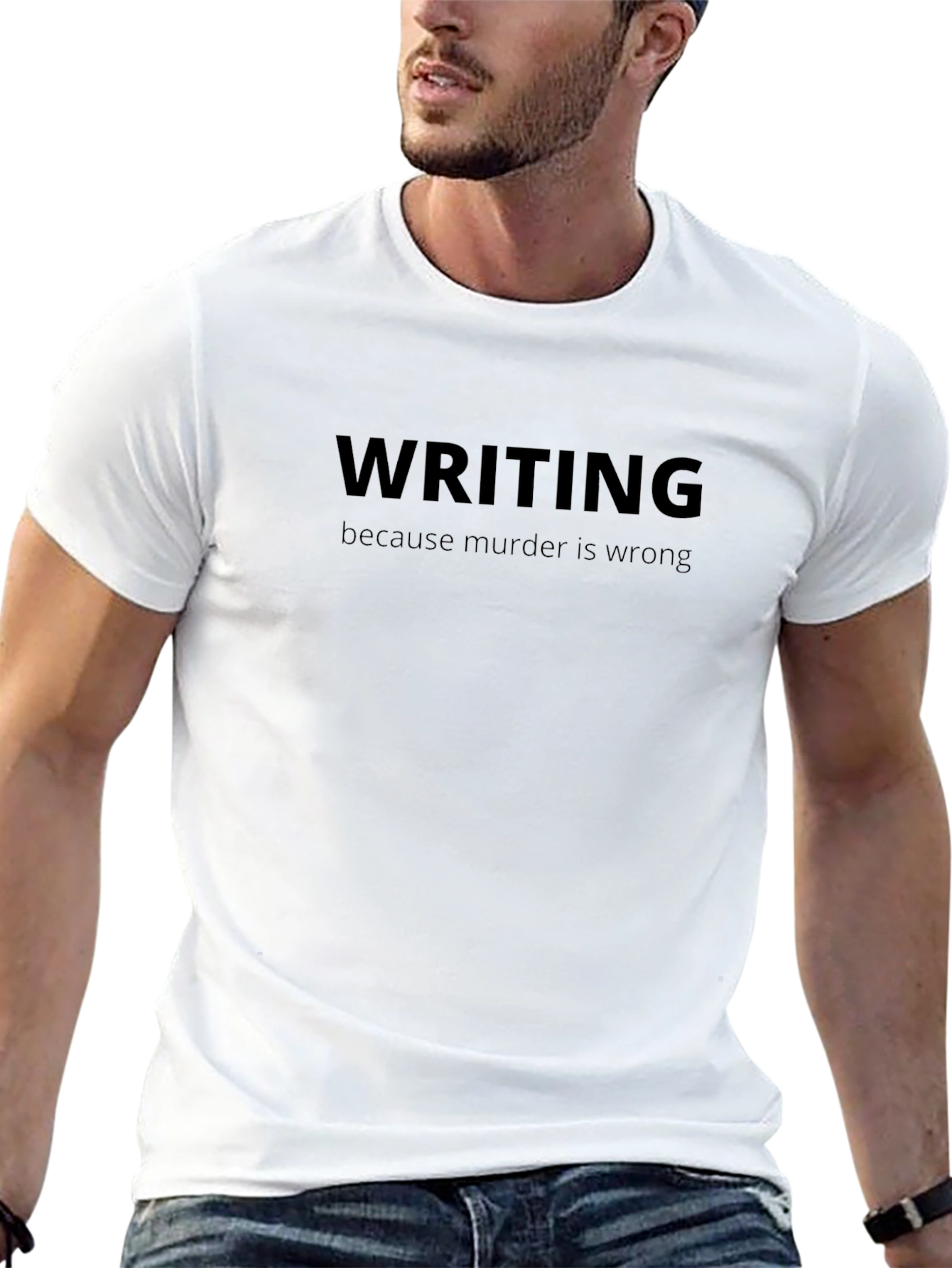 Writing Because Murder is Wrong Black T-Shirt