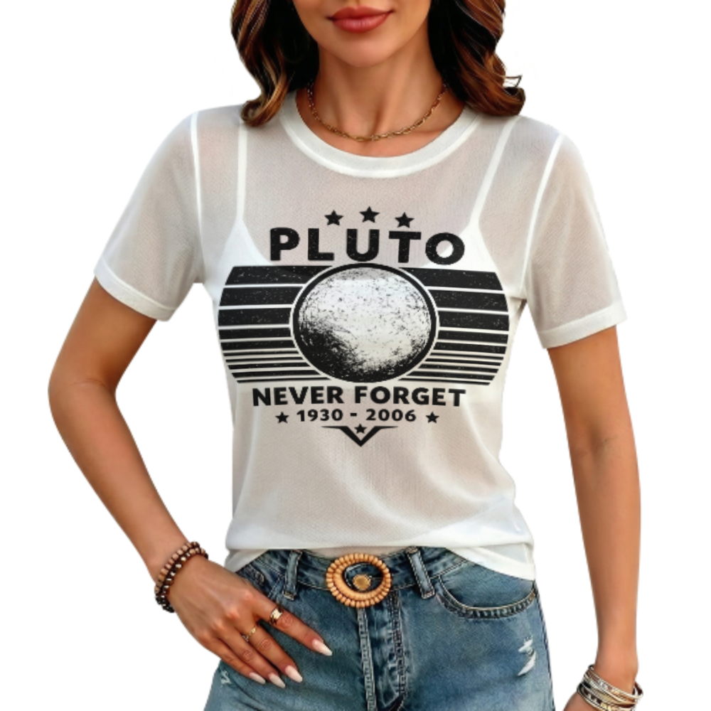 Pluto Never Forget 1930–2006 Vintage Space Graphic T-Shirt(z1201)