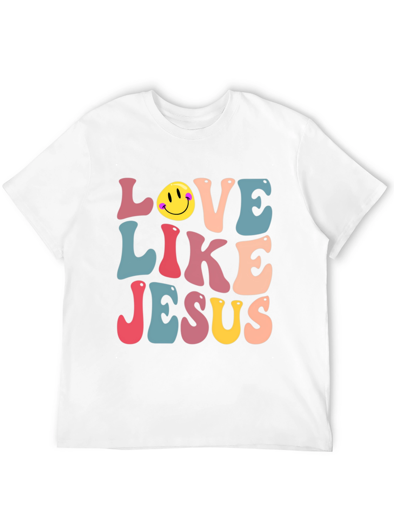 Love Like Jesus T-Shirt - Retro Smiley Face Design
