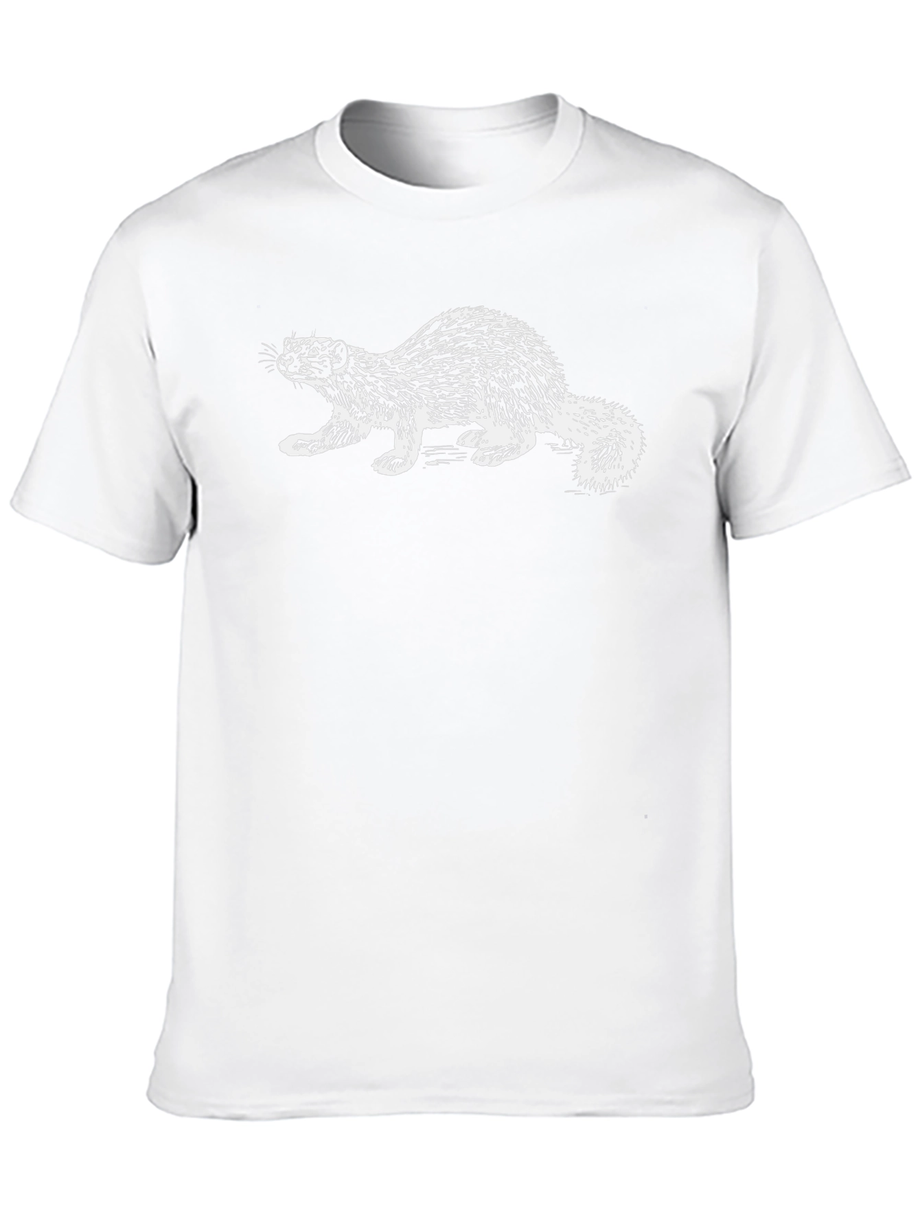 Black T-Shirt with White Fisher Illustration