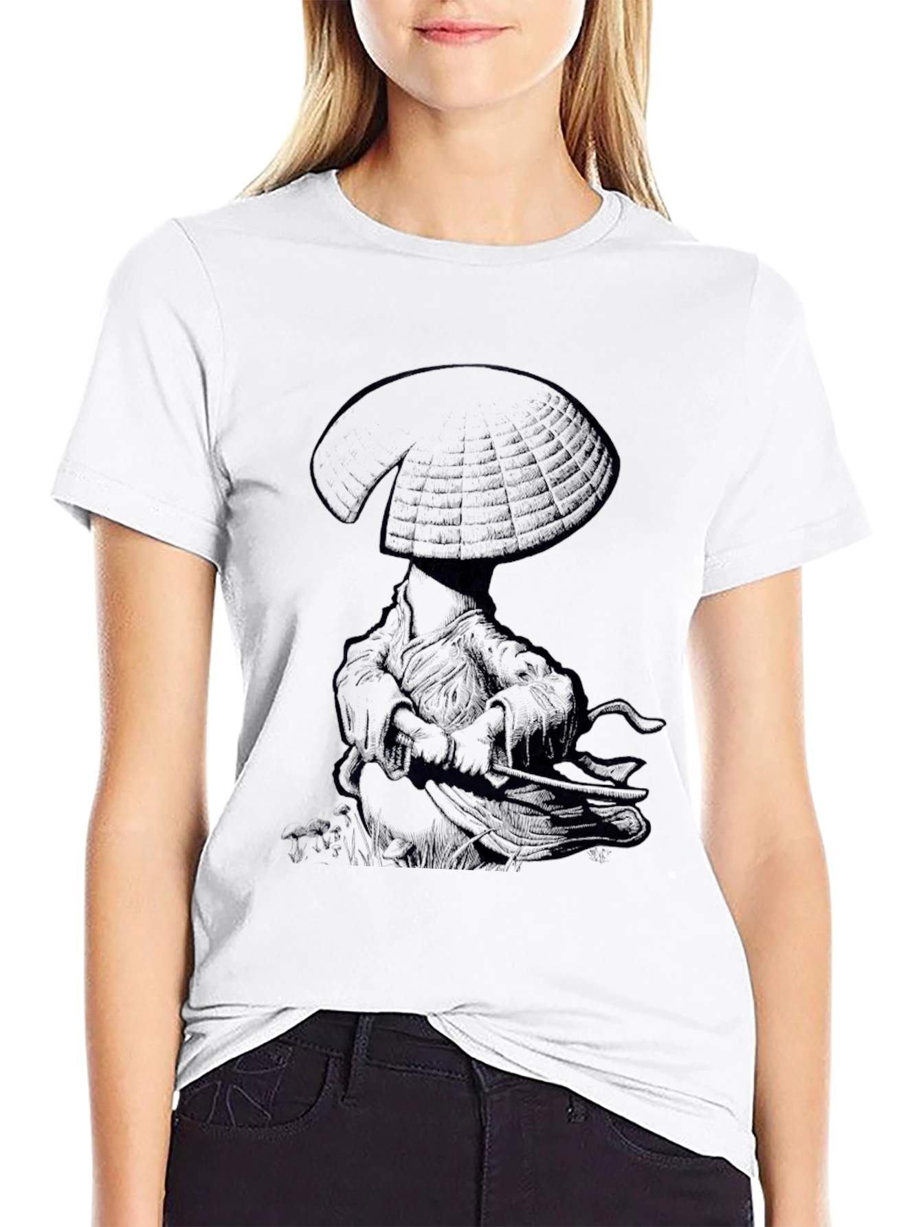 Black T-Shirt with Samurai Graphic
