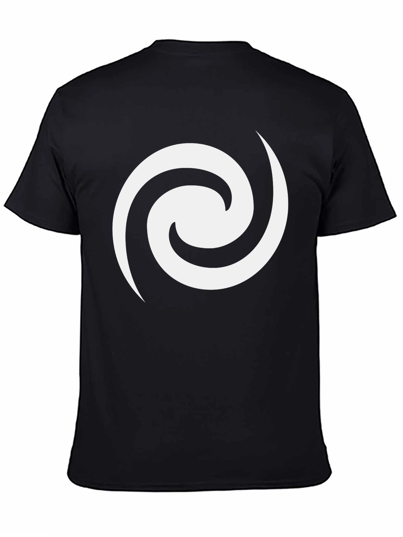 Black T-Shirt with White Swirl Graphic