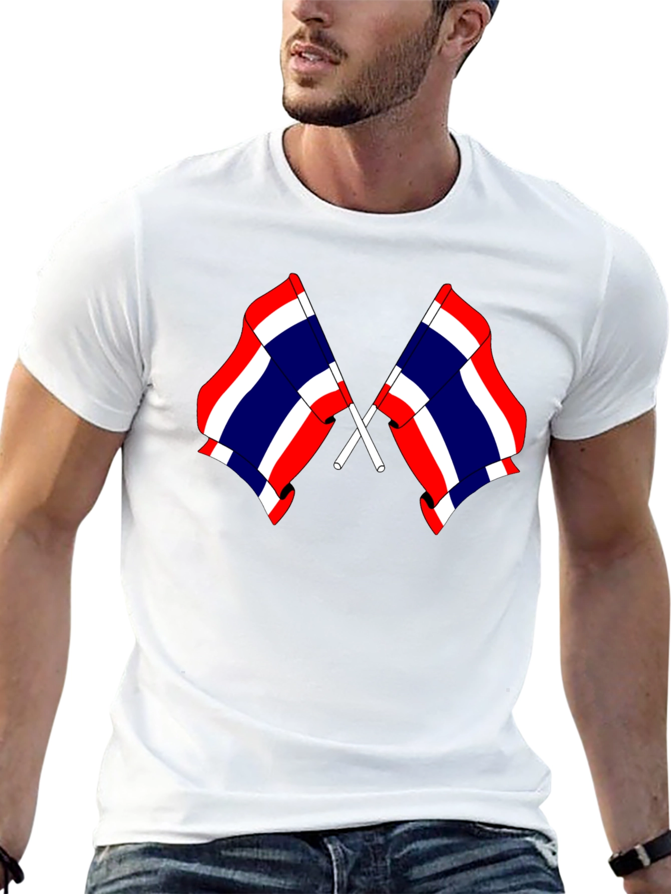 Thailand Flag Crossed Black T-Shirt