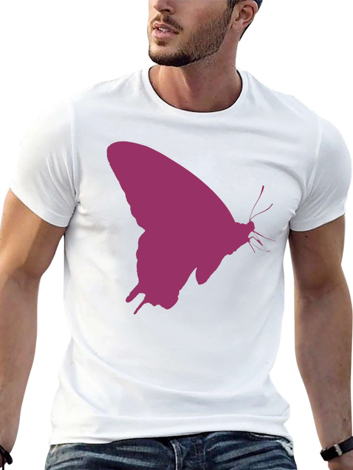 Butterfly Silhouette Graphic Tee - Black
