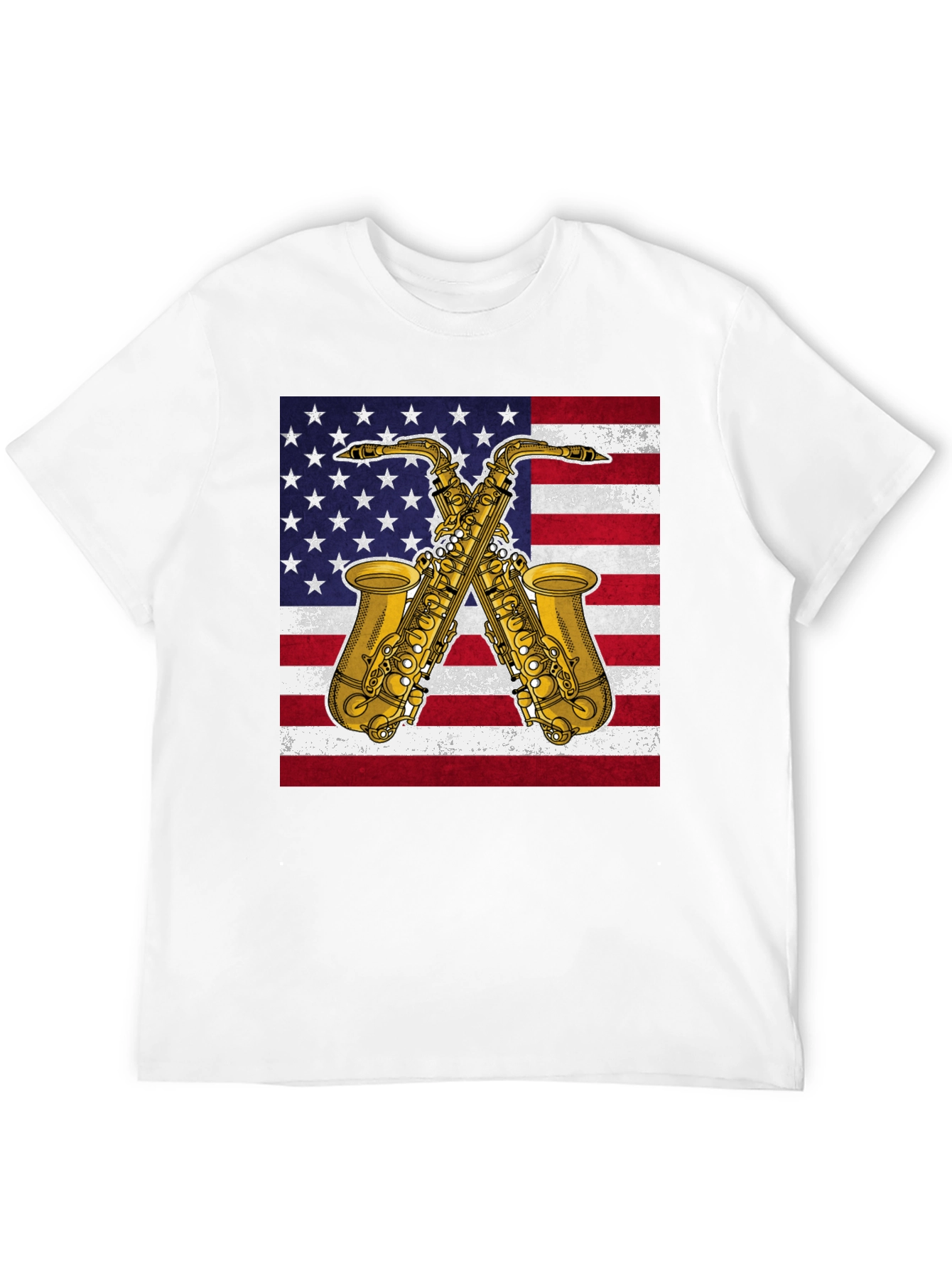 American Flag Saxophone Graphic Tee