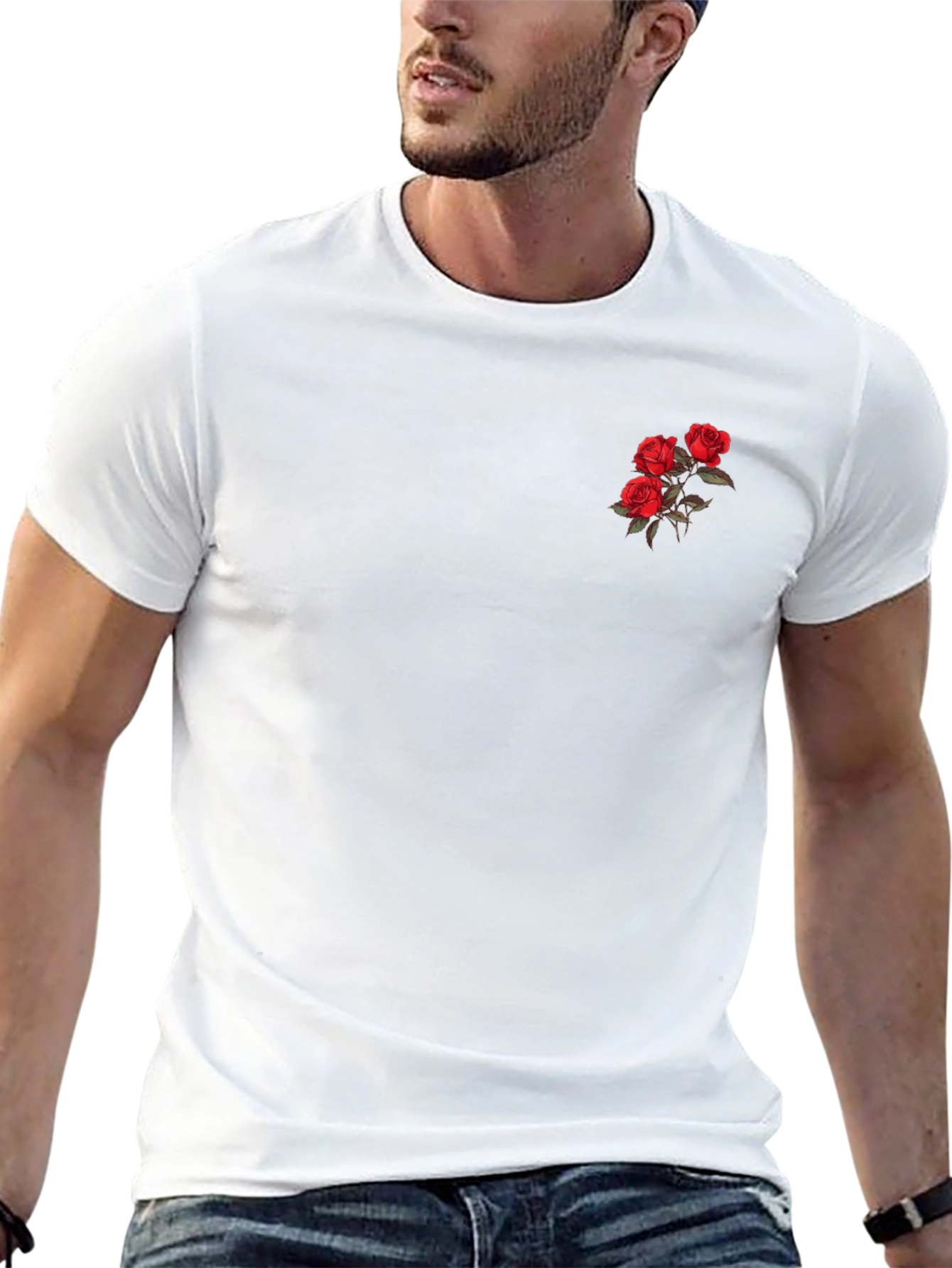 Rose Graphic Black Tee - Stylish Casual Wear