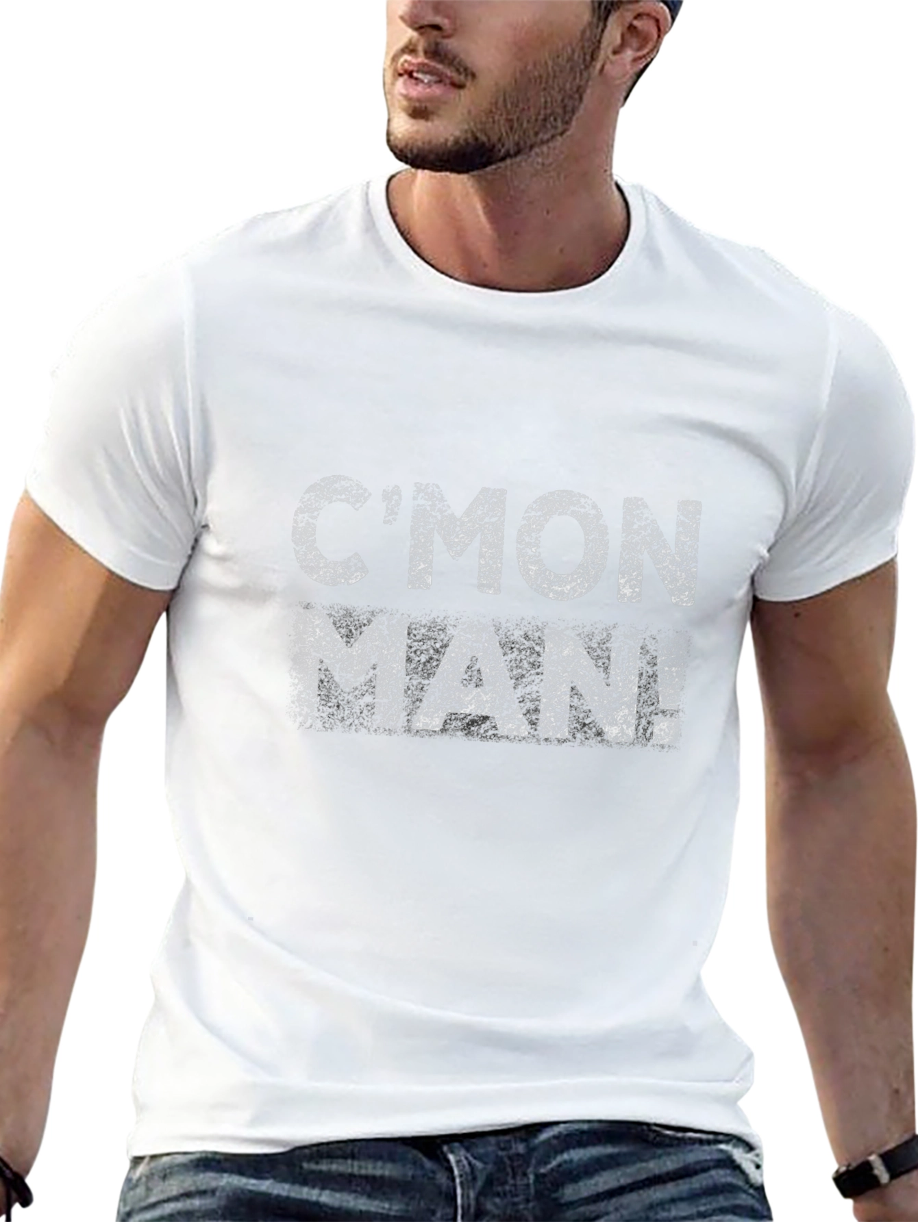 Cmon Man! Slogan Graphic Black T-Shirt