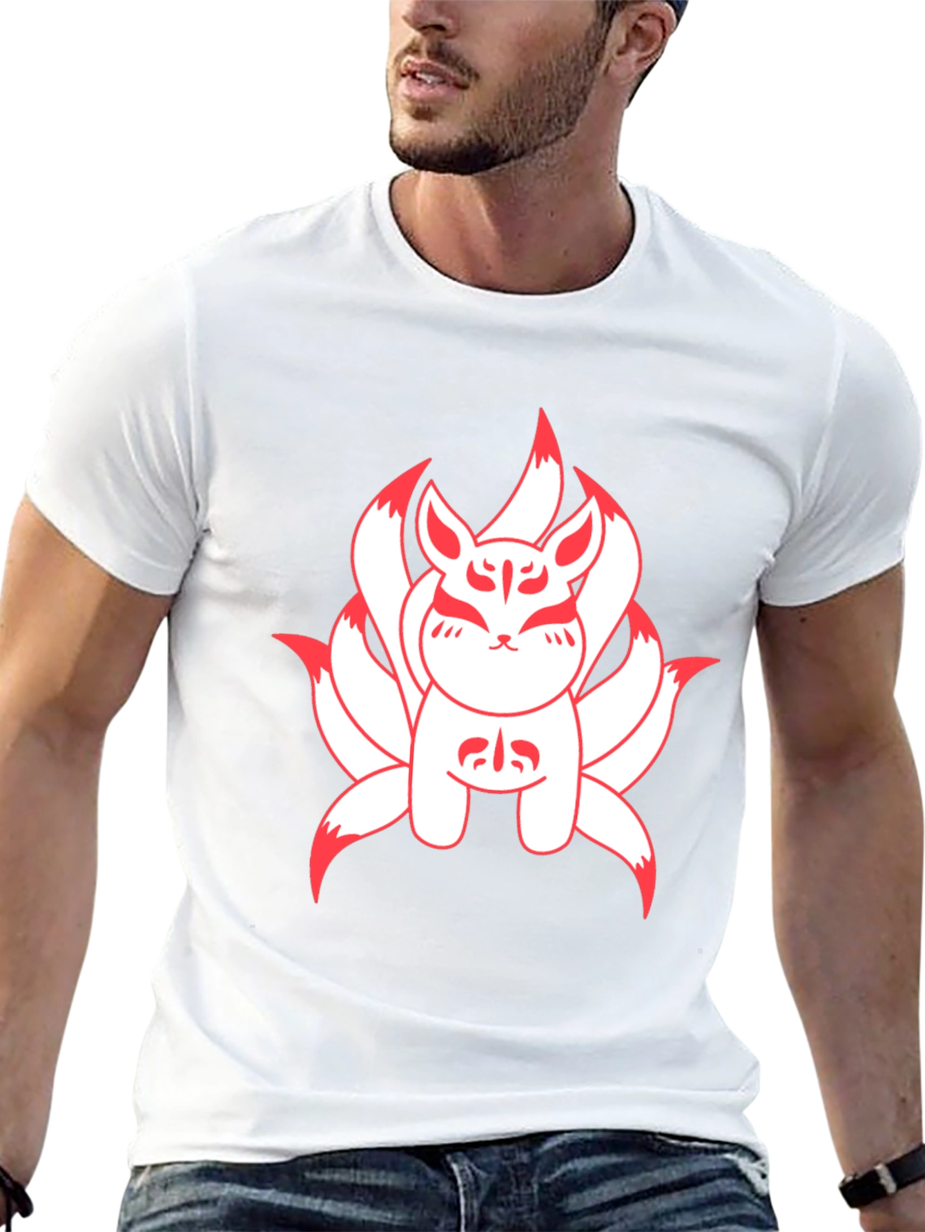 Nine-Tailed Fox Graphic Tee - Anime Style