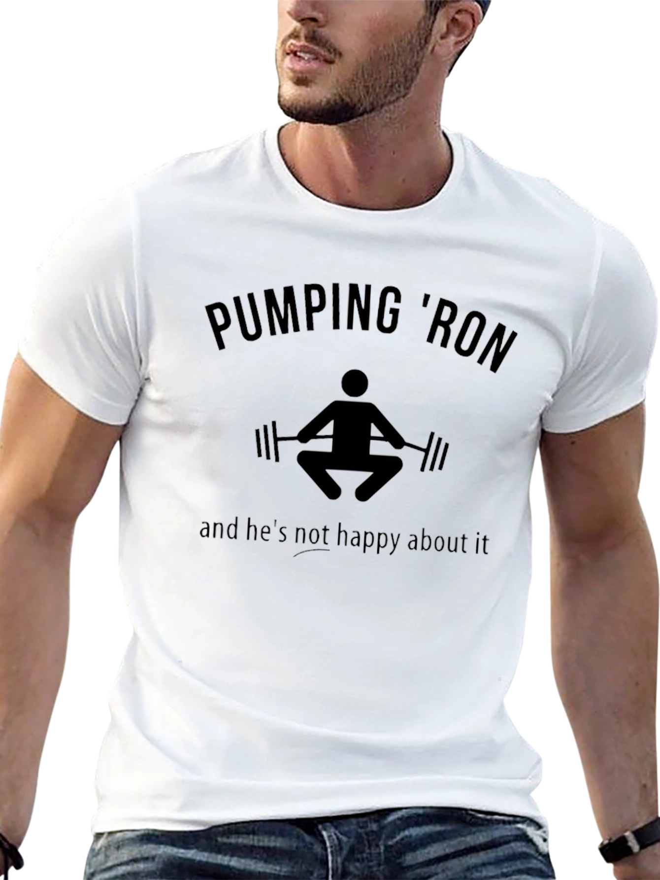 Pumping Ron Graphic Tee - Gym Humor