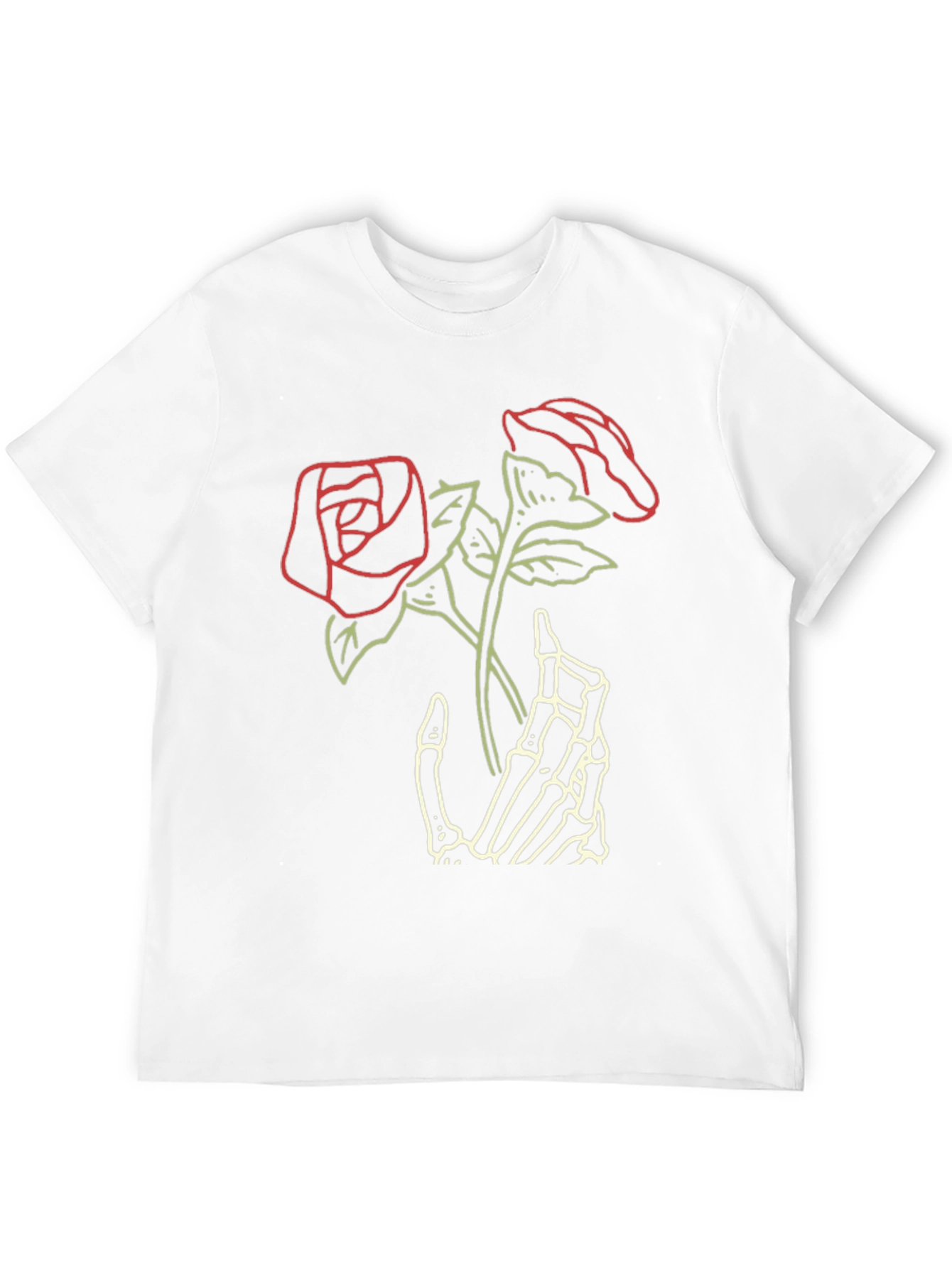 Skeleton Hand Roses Graphic Tee - Dark Aesthetic