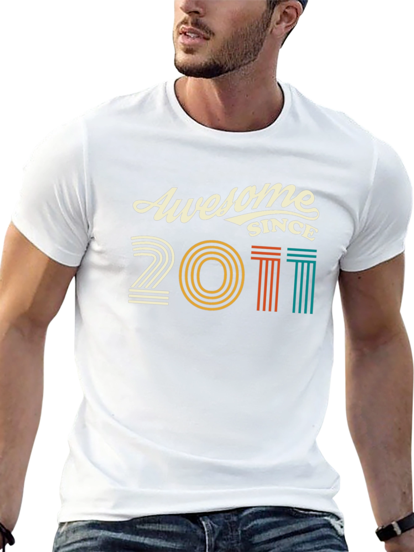 Awesome Since 2011 T-Shirt - Black Cotton Blend