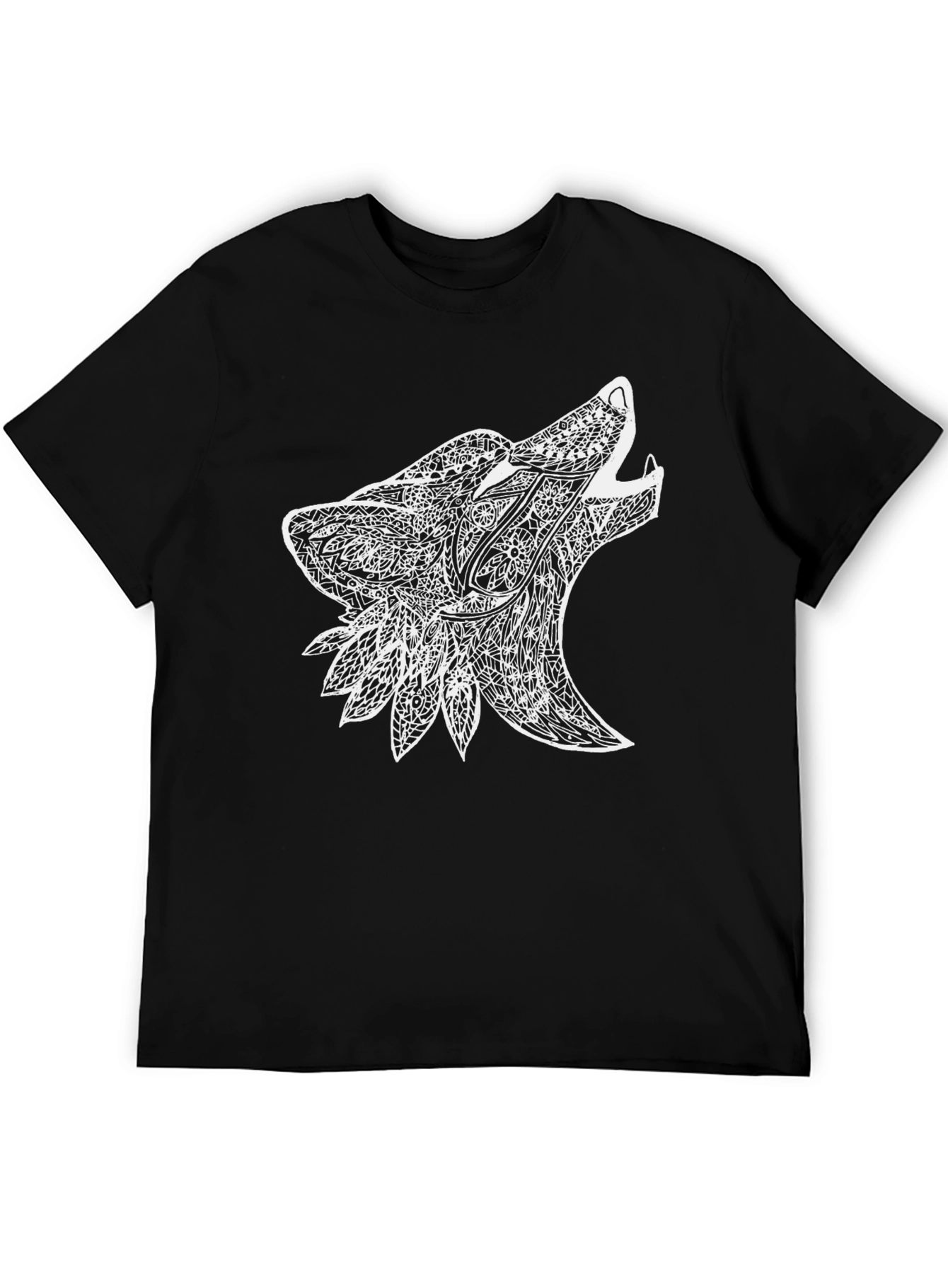 Wolf Graphic Print Black T-Shirt