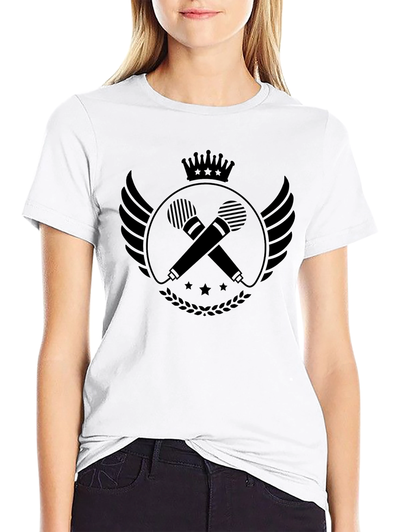 Crown Microphone Graphic T-Shirt - Black