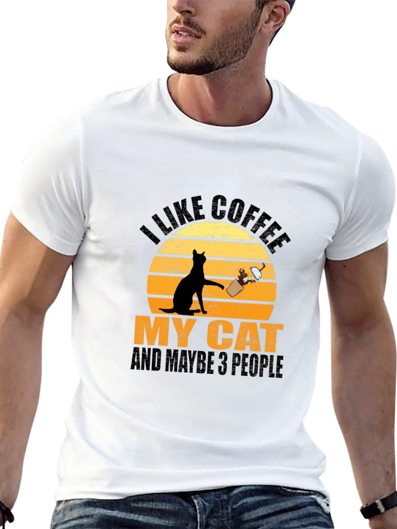 Coffee Cat and People T-Shirt