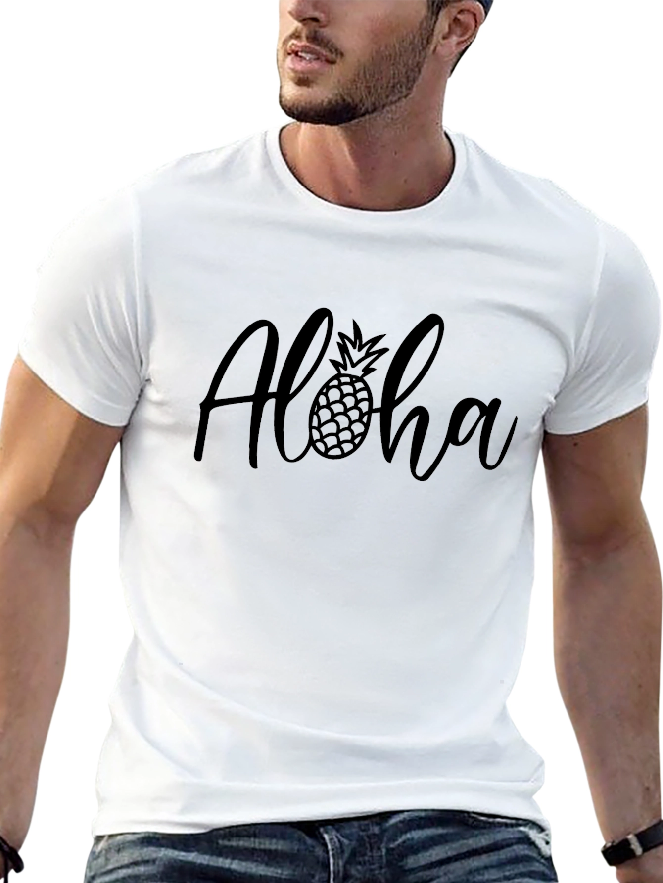 Aloha Pineapple Graphic T-Shirt - Black