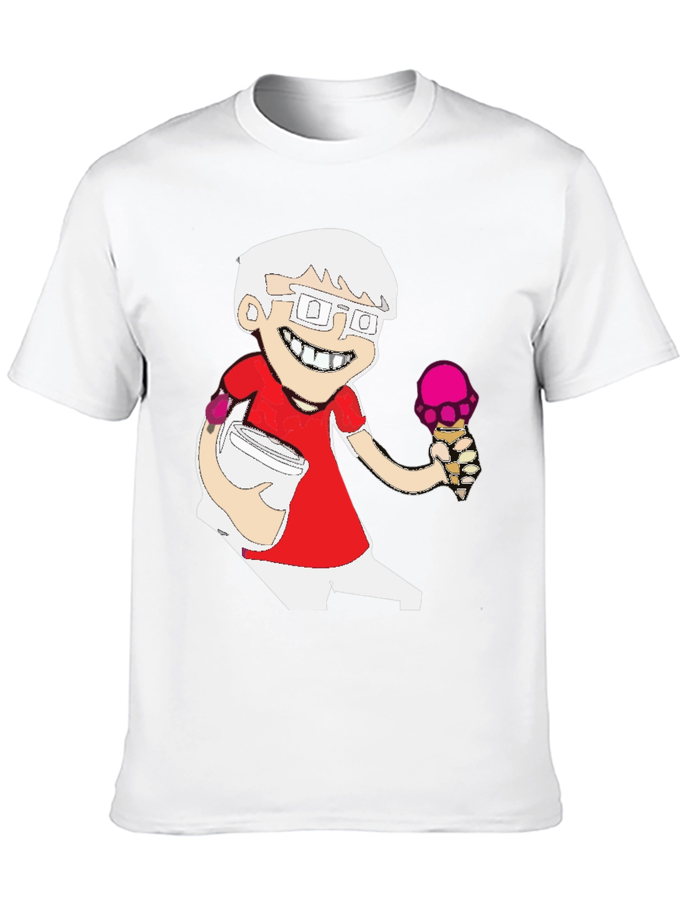 Cartoon Character T-Shirt - Black Cotton Blend