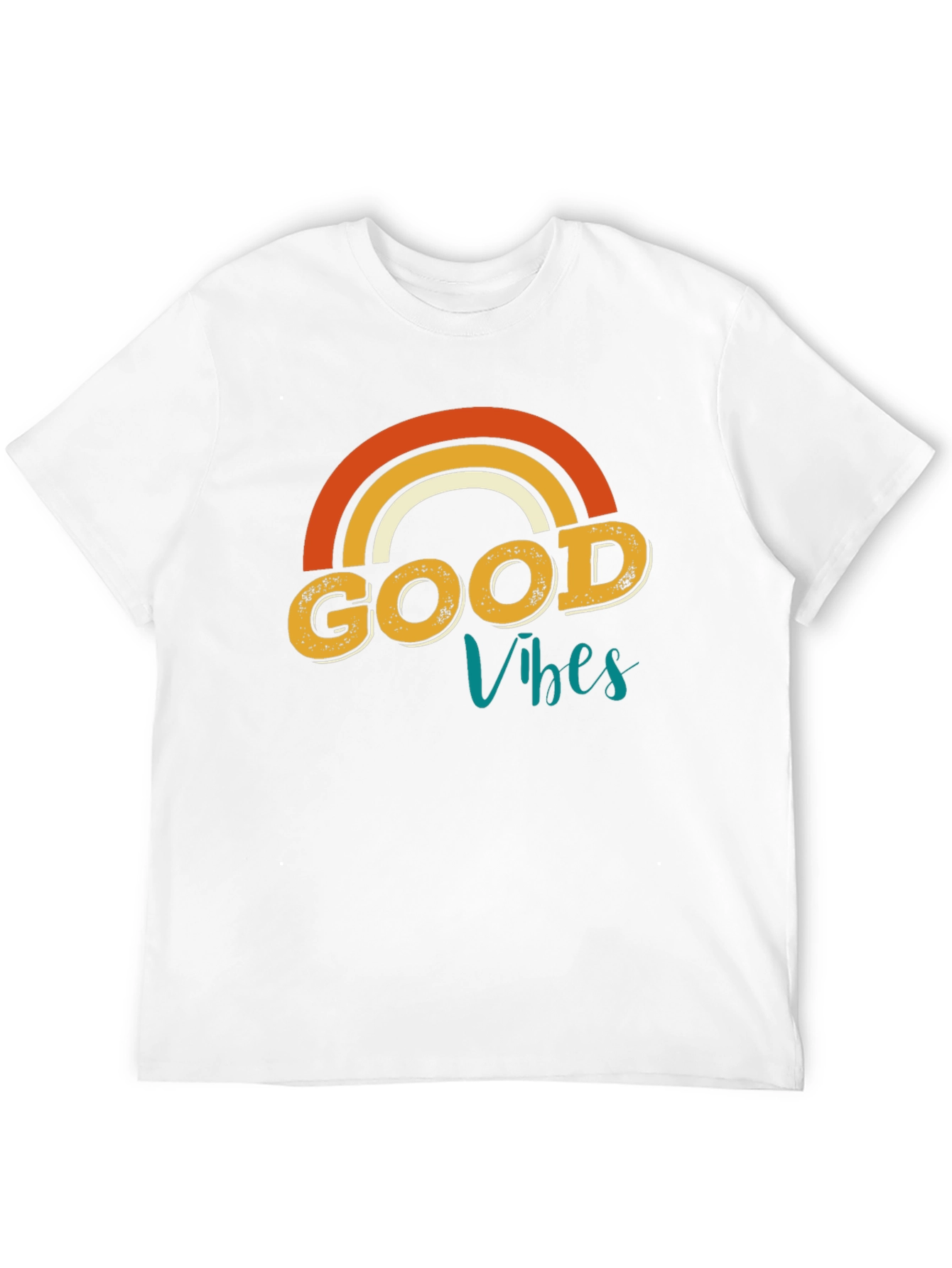Good Vibes Rainbow Graphic Tee - Retro Style
