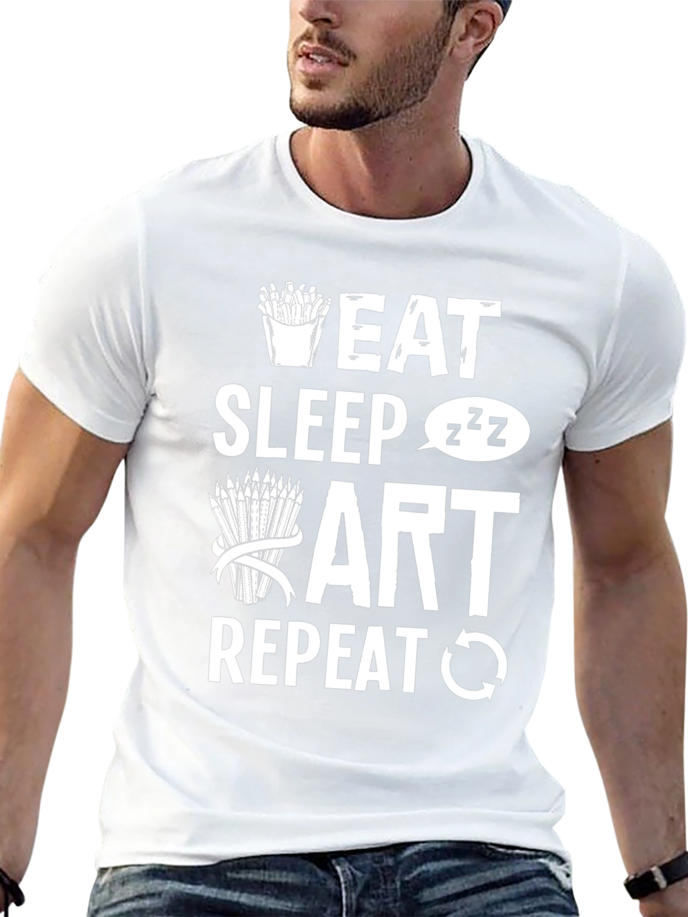 Eat Sleep Art Repeat Graphic Tee - Artist T-Shirt