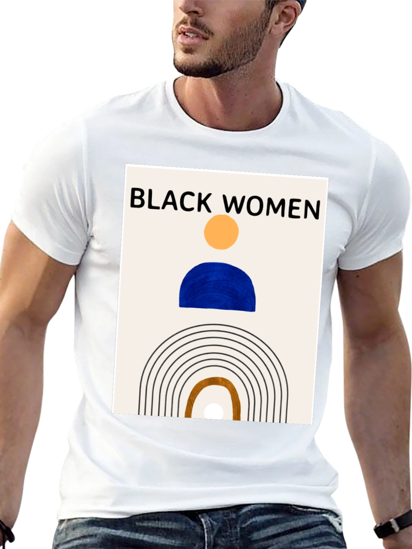 Black Women Graphic Tee - Modern Art T-Shirt