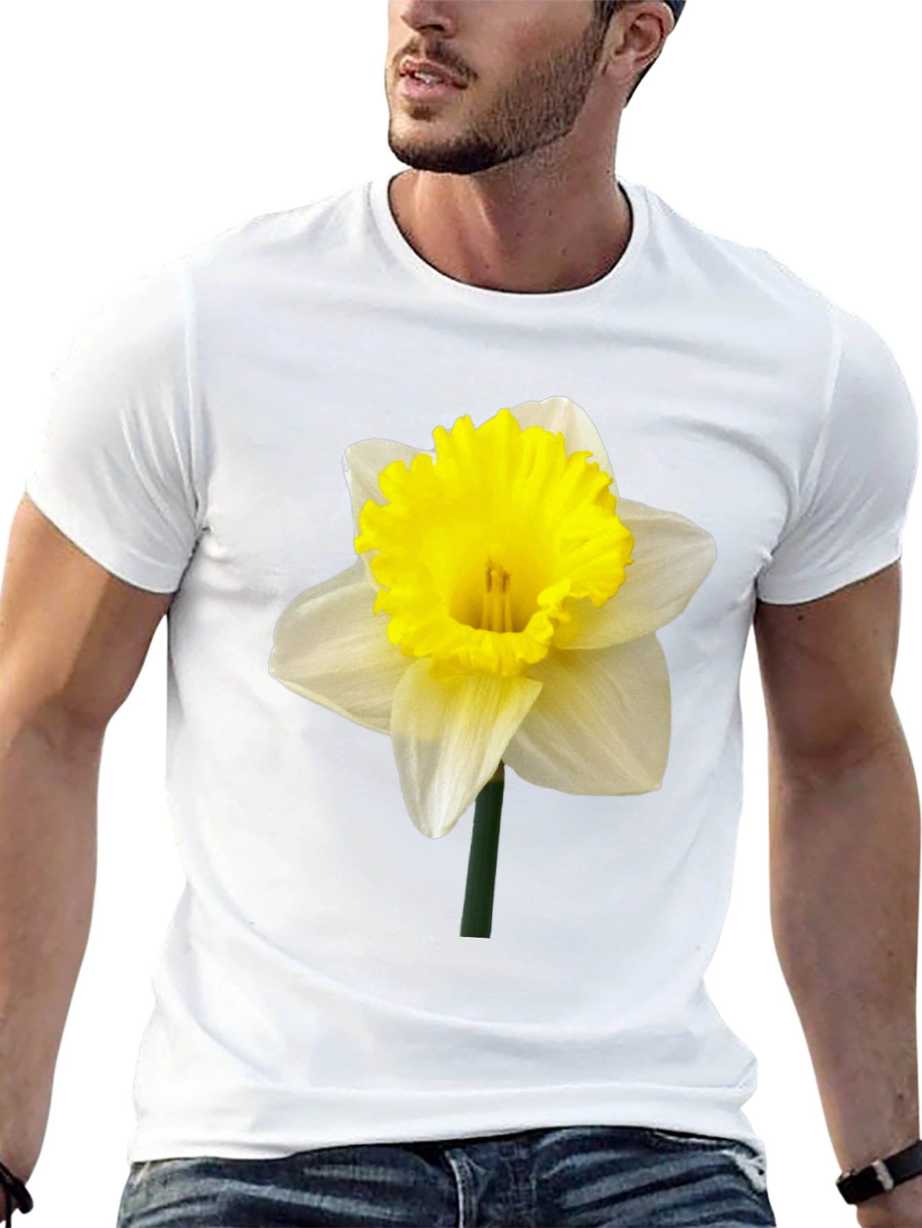 Daffodil Flower Graphic T-Shirt - Black Casual Tee